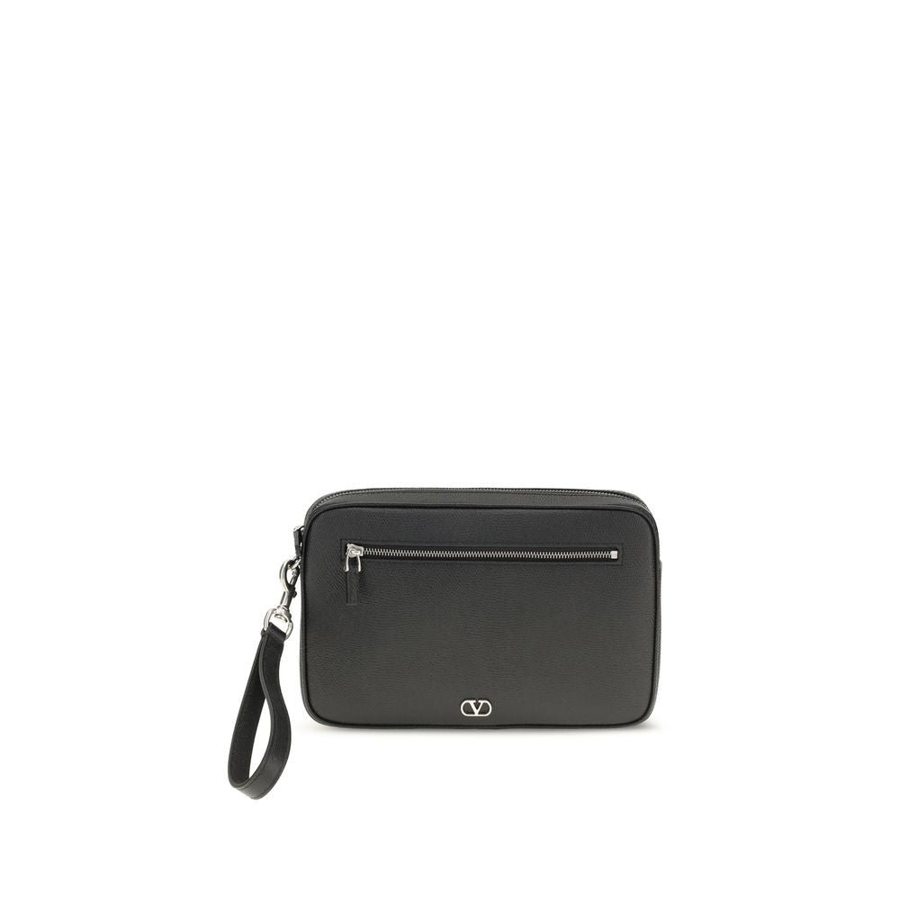 Valentino Garavani Black Calf Leather Bos Taurus Men's Wallet