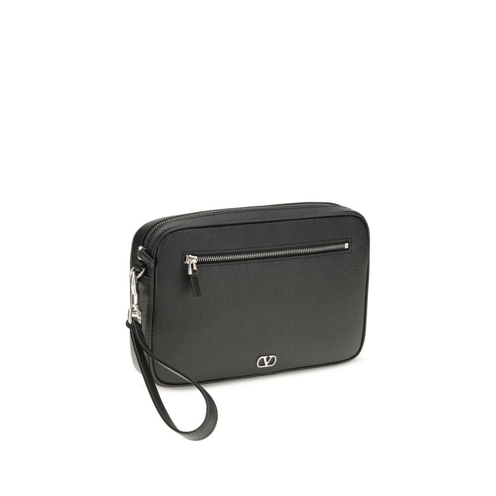 Valentino Garavani Black Calf Leather Bos Taurus Men's Wallet