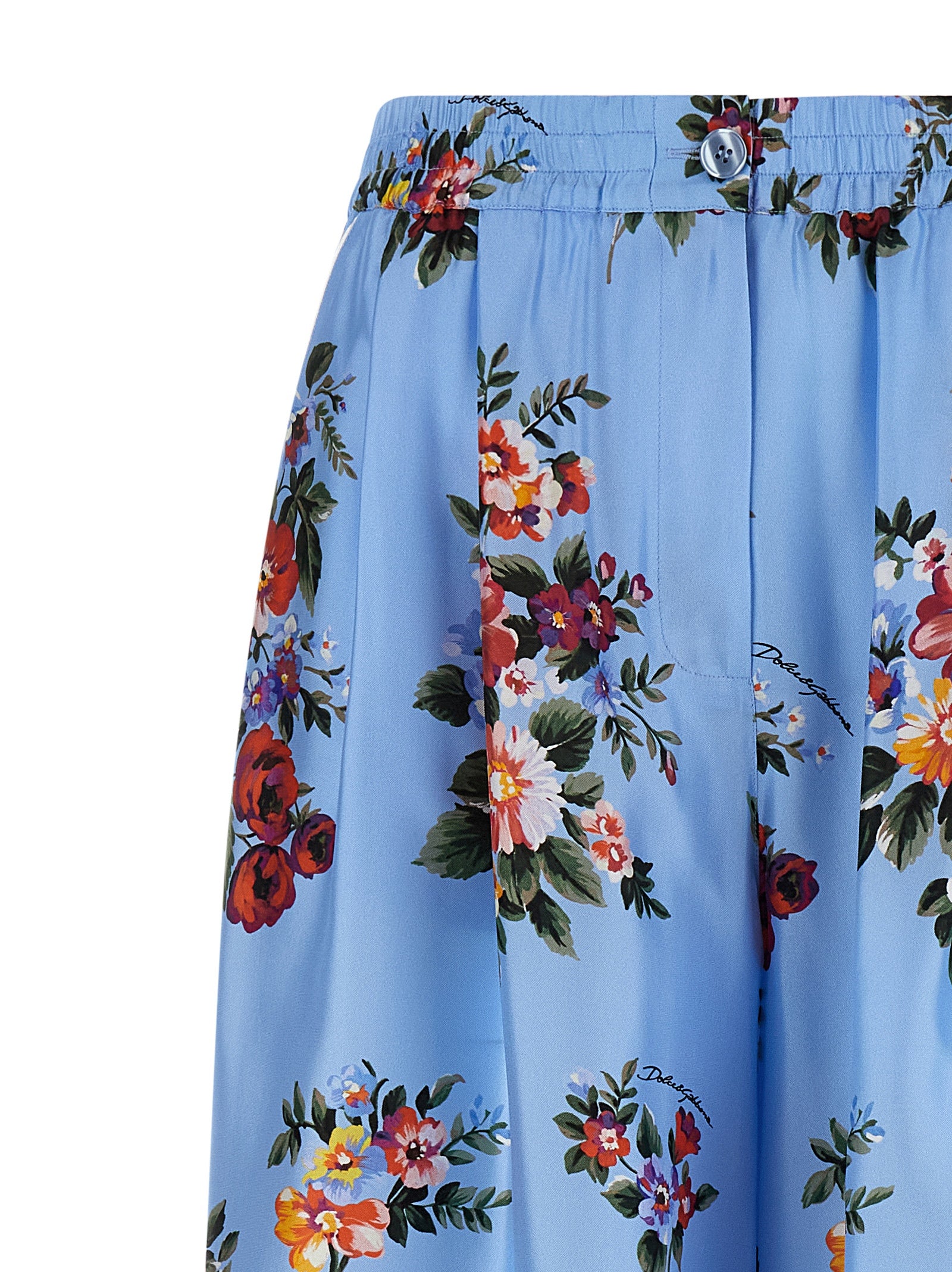 Dolce & Gabbana Blue Silk Casual Women's Pants