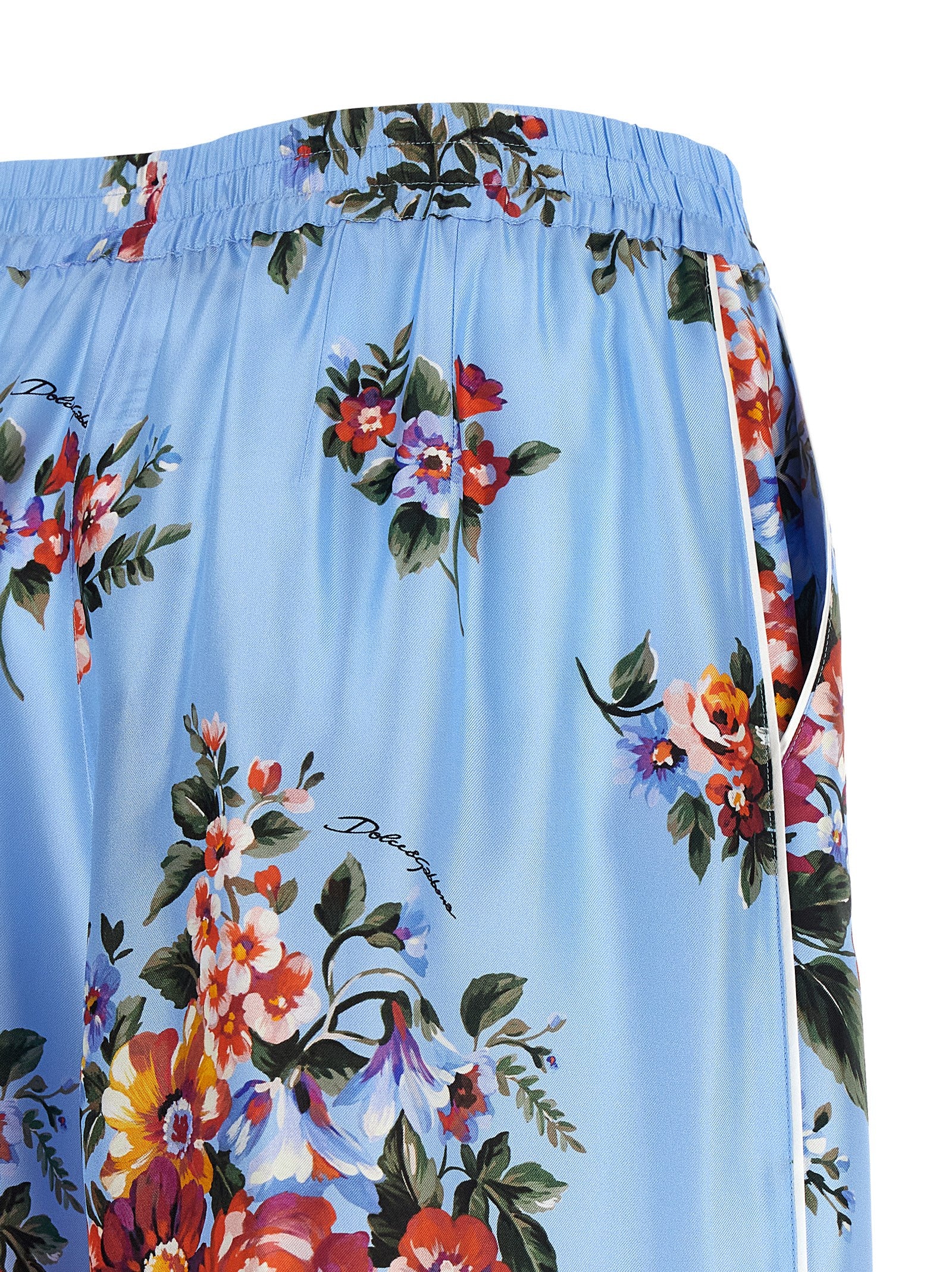 Dolce & Gabbana Blue Silk Casual Women's Pants