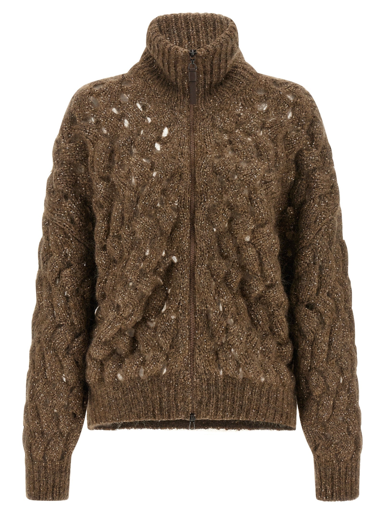 Brunello Cucinelli Brown Wool Women's Cardigan