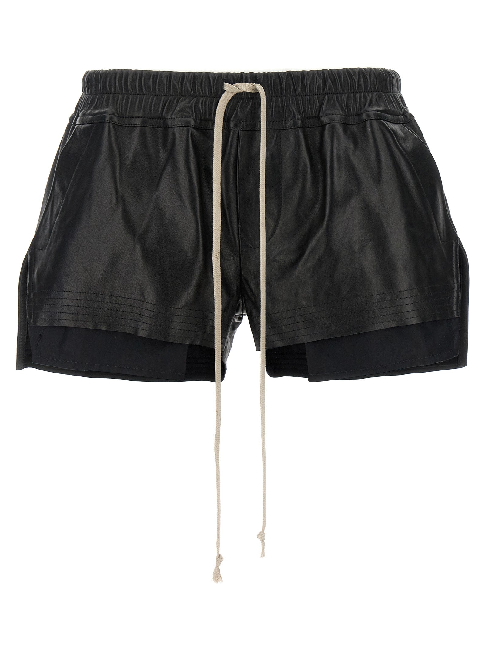 Rick Owens Black Lamb Leather Bermuda Women's Shorts
