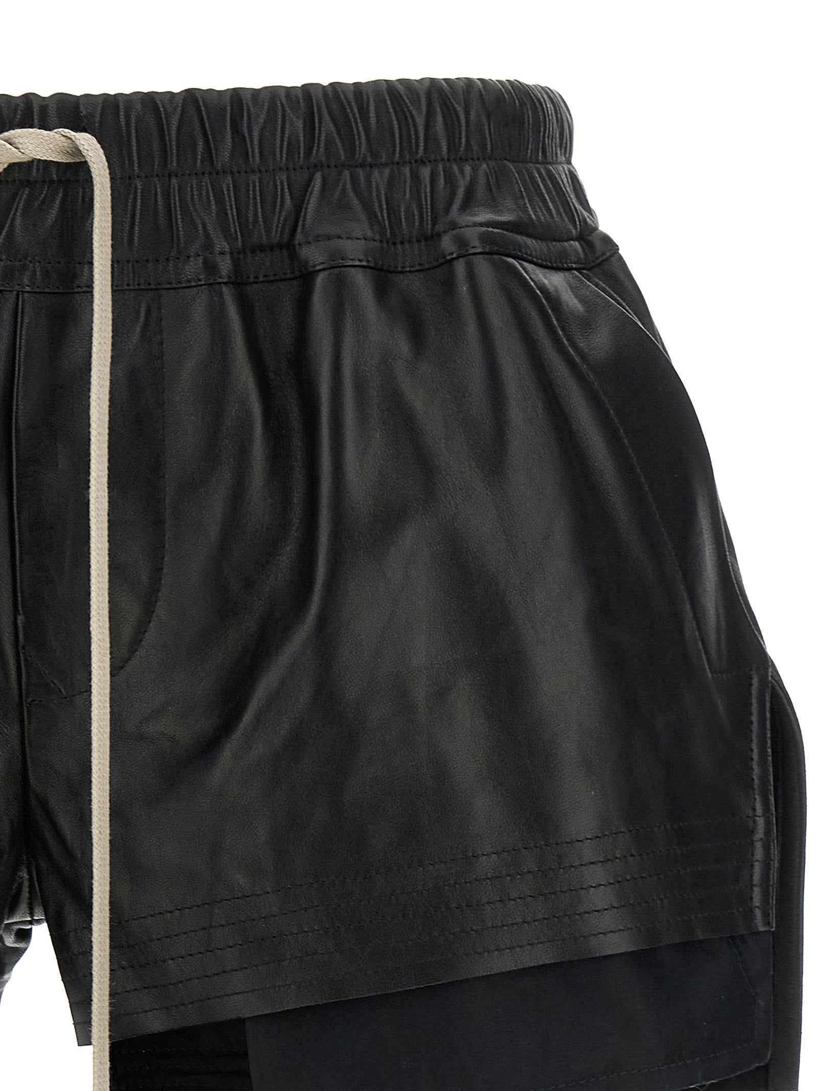 Rick Owens Black Lamb Leather Bermuda Women's Shorts