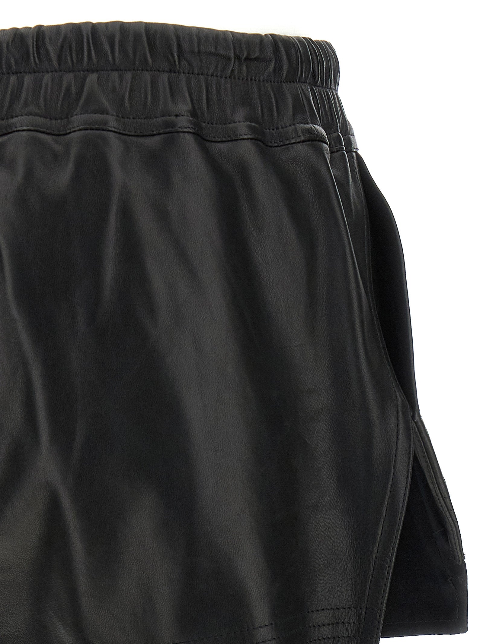 Rick Owens Black Lamb Leather Bermuda Women's Shorts