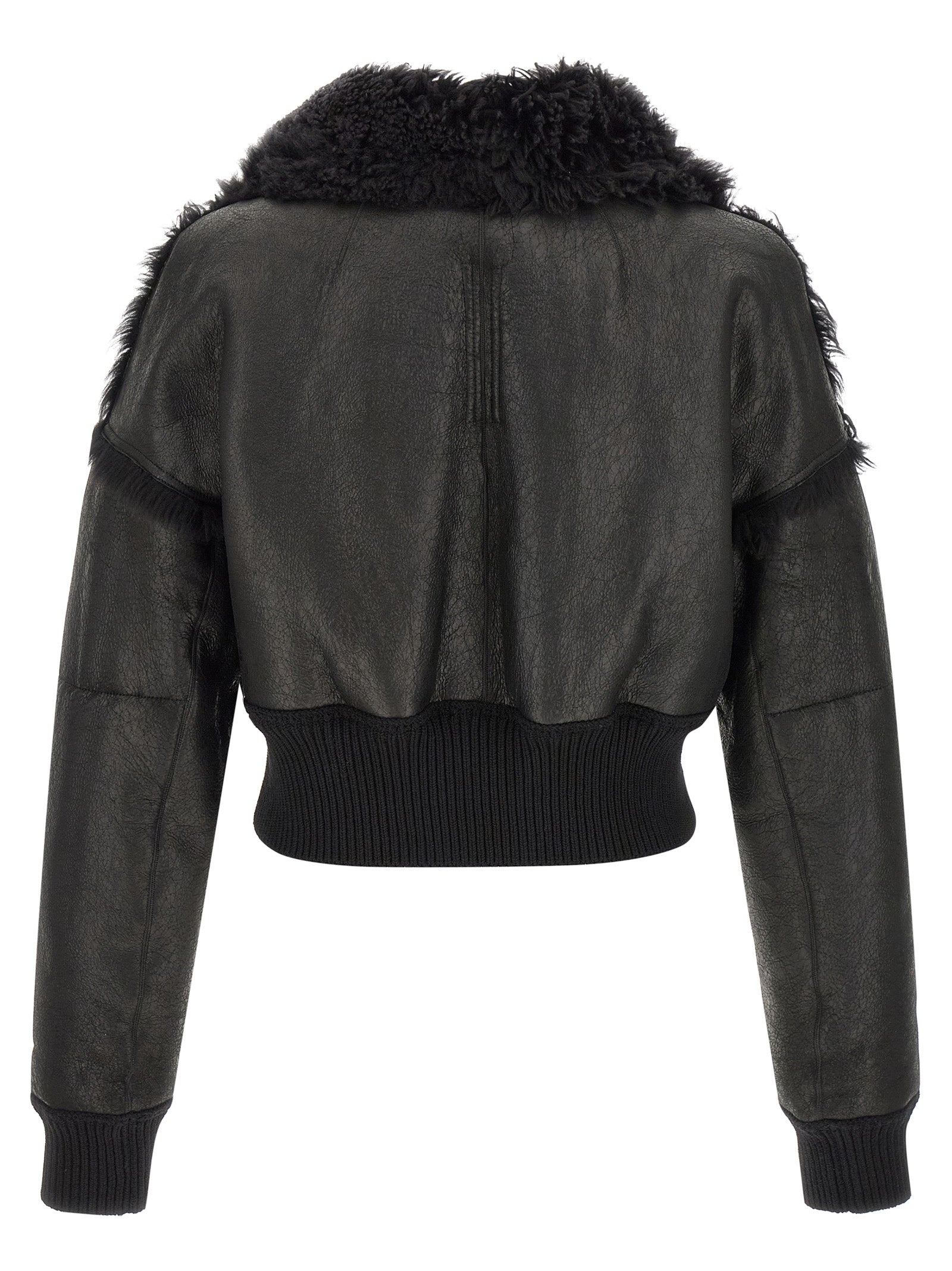 Rick Owens Black Lamb Fur Leather Men's Jacket