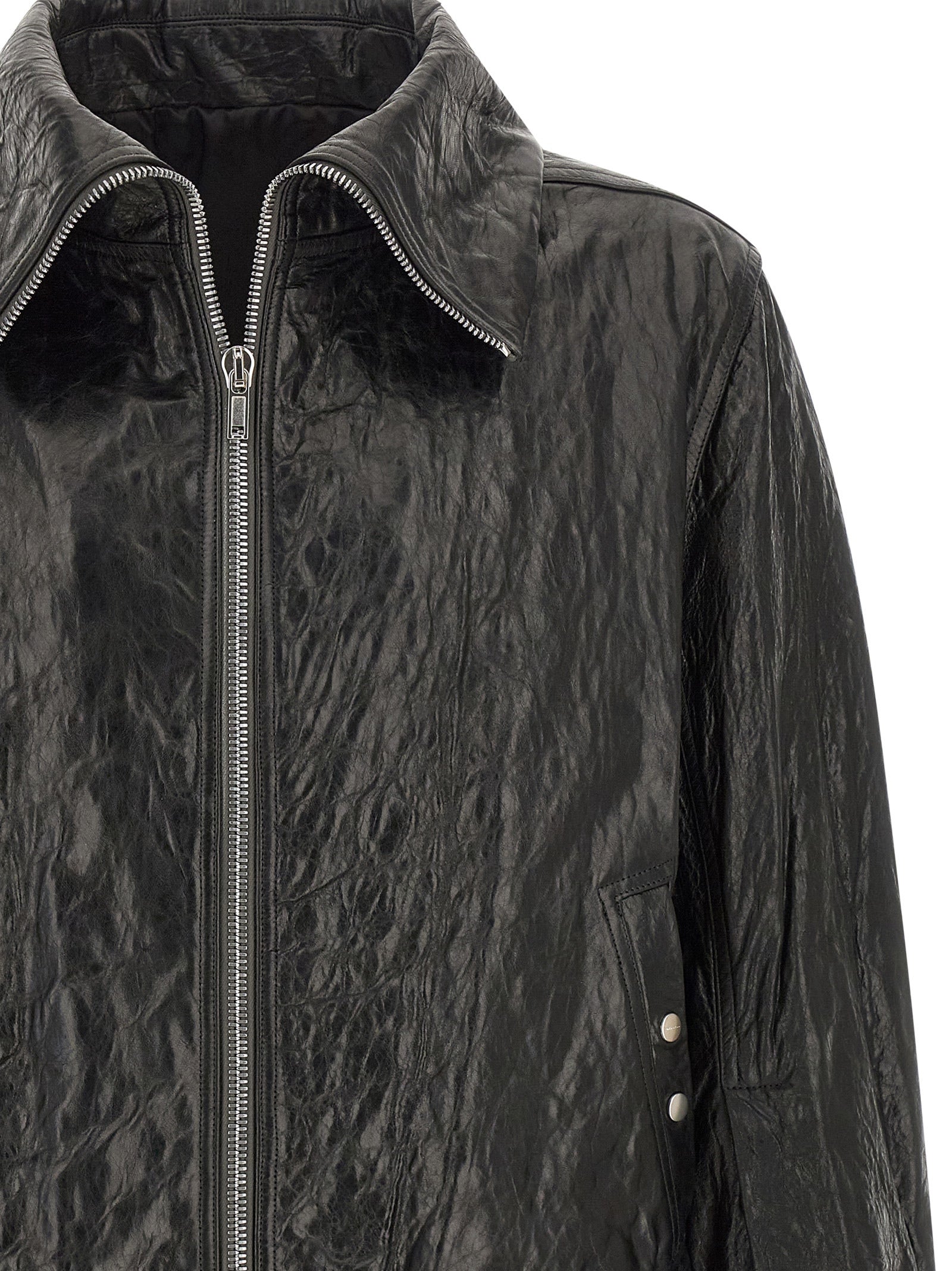 Rick Owens Black Lamb Leather Leather Men's Jacket