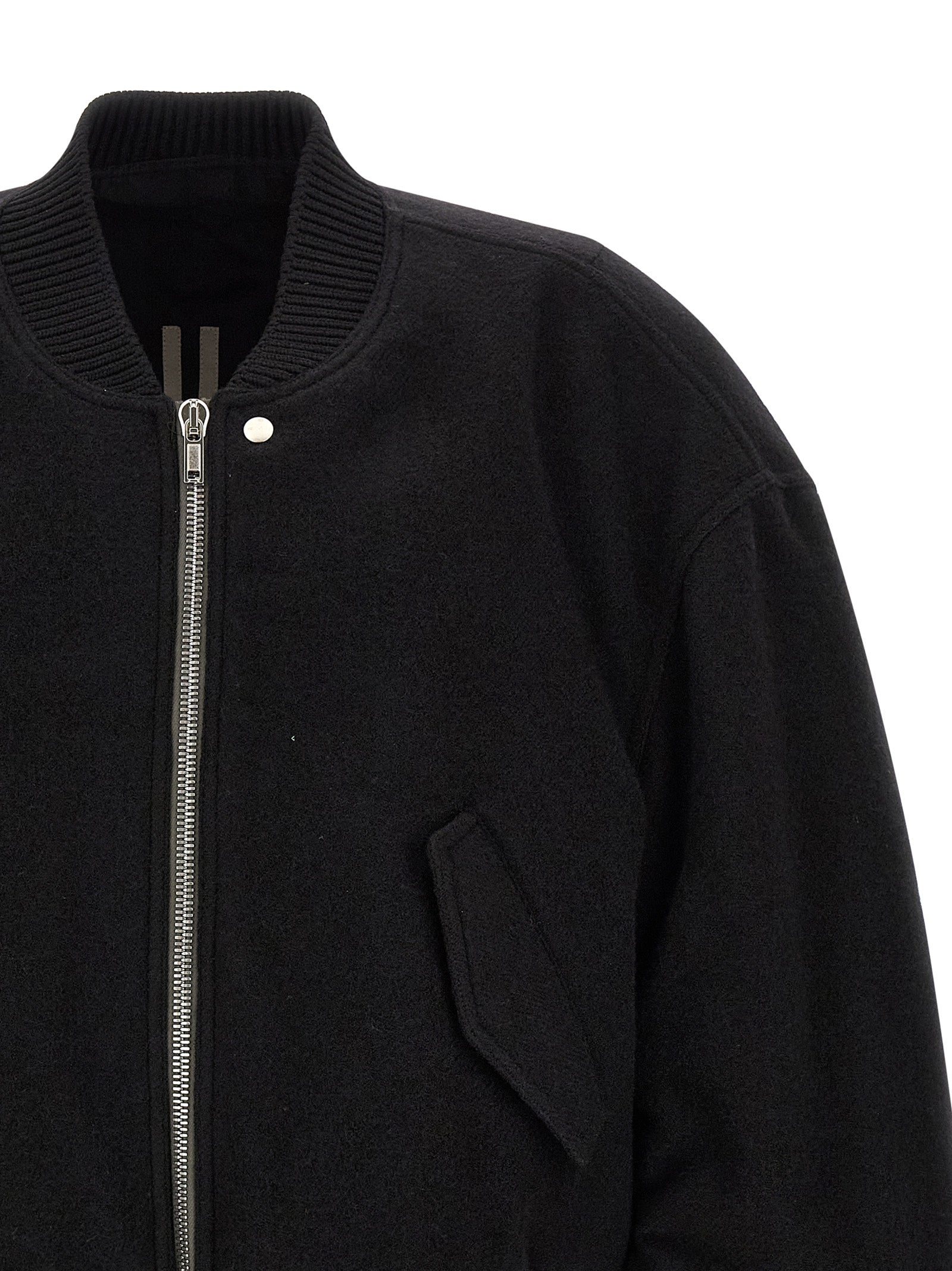 Rick Owens Black Virgin Wool Men's Bomber