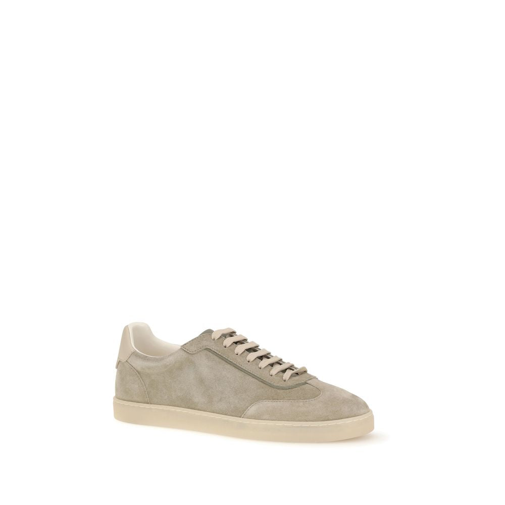 Brunello Cucinelli Beige Calf Leather Bos Taurus Men's Sneakers