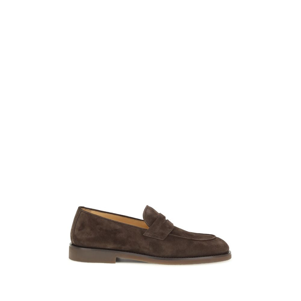 Brunello Cucinelli Brown Calf Leather Bos Taurus Slip-On Men's Loafers