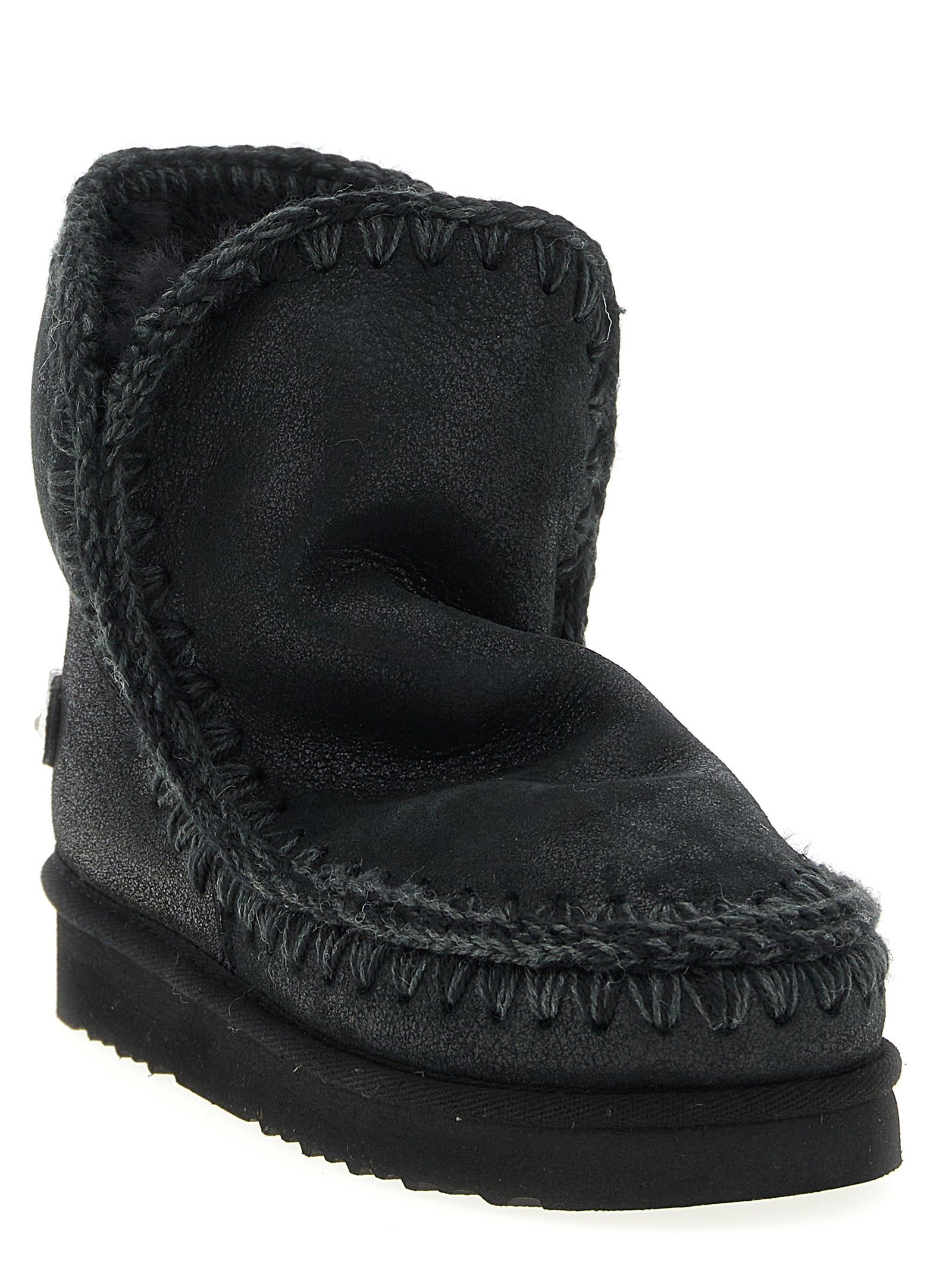 Mou Black Lamb Leather Ankle Women's Boots