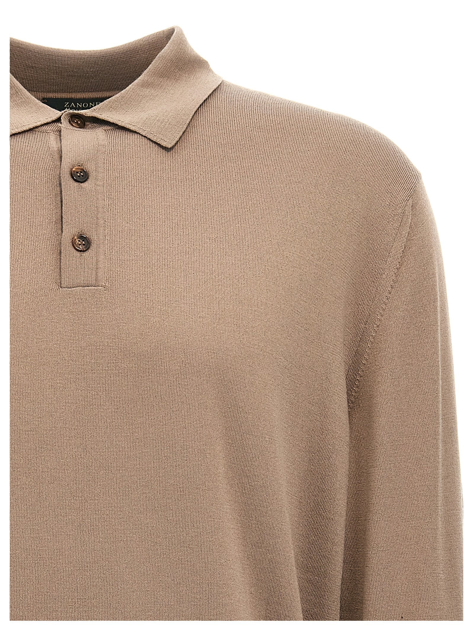 ZANONE Beige Virgin Wool Polo Men's Shirt