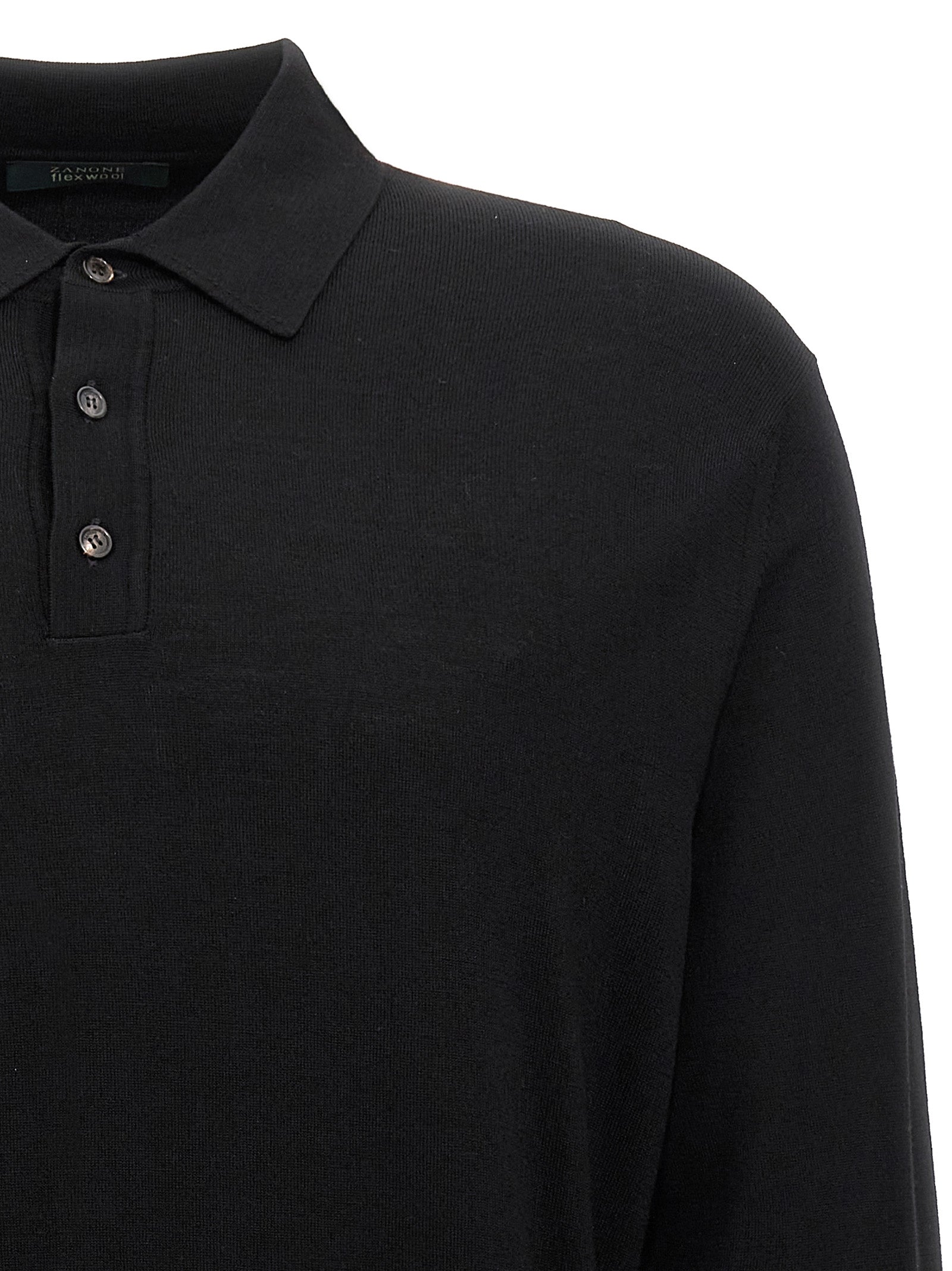 ZANONE Black Virgin Wool Polo Men's Shirt