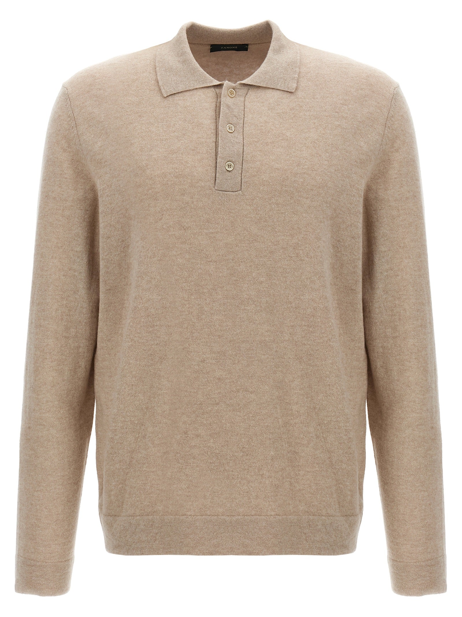 ZANONE Beige Virgin Wool Polo Men's Shirt