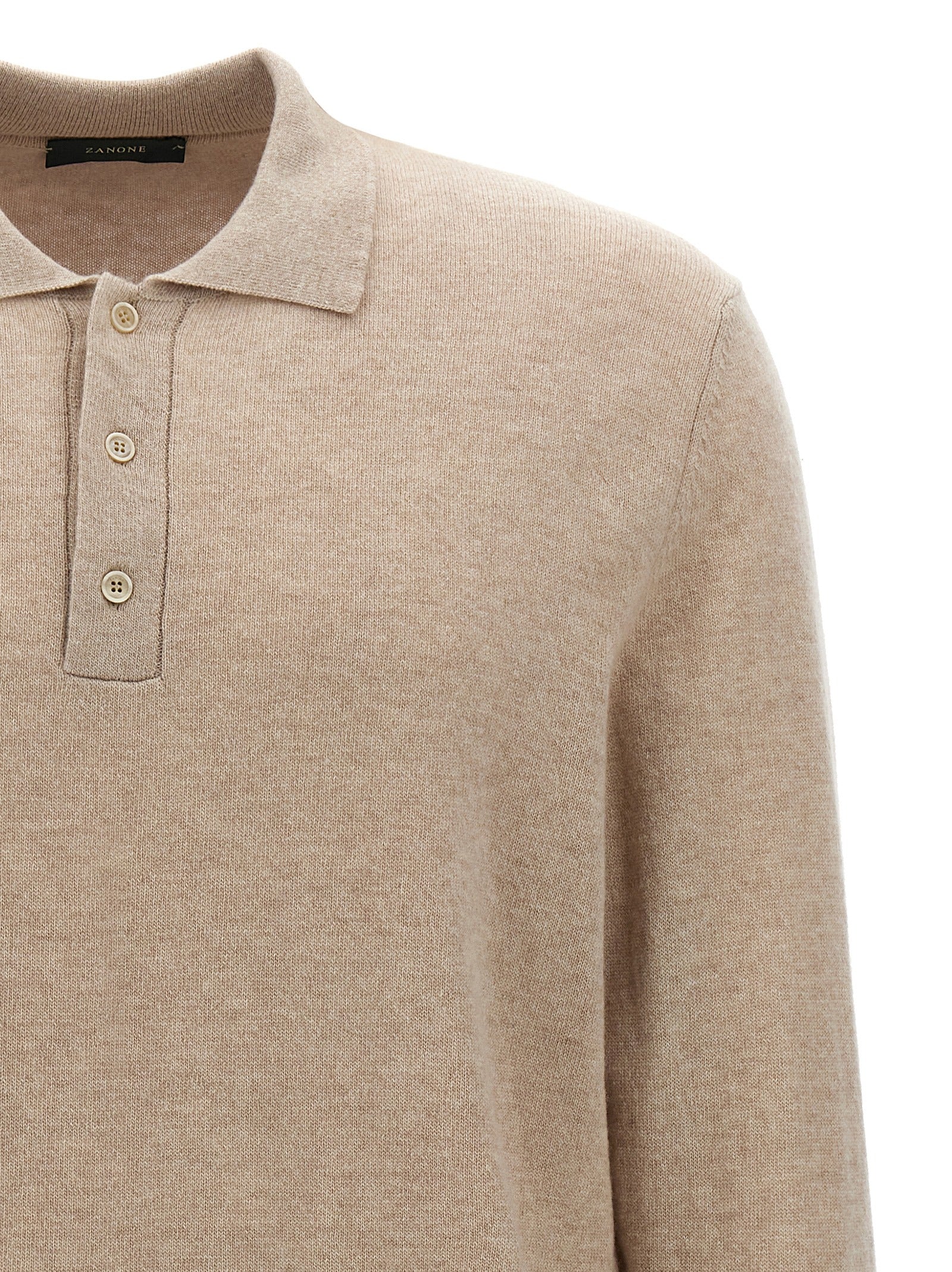ZANONE Beige Virgin Wool Polo Men's Shirt
