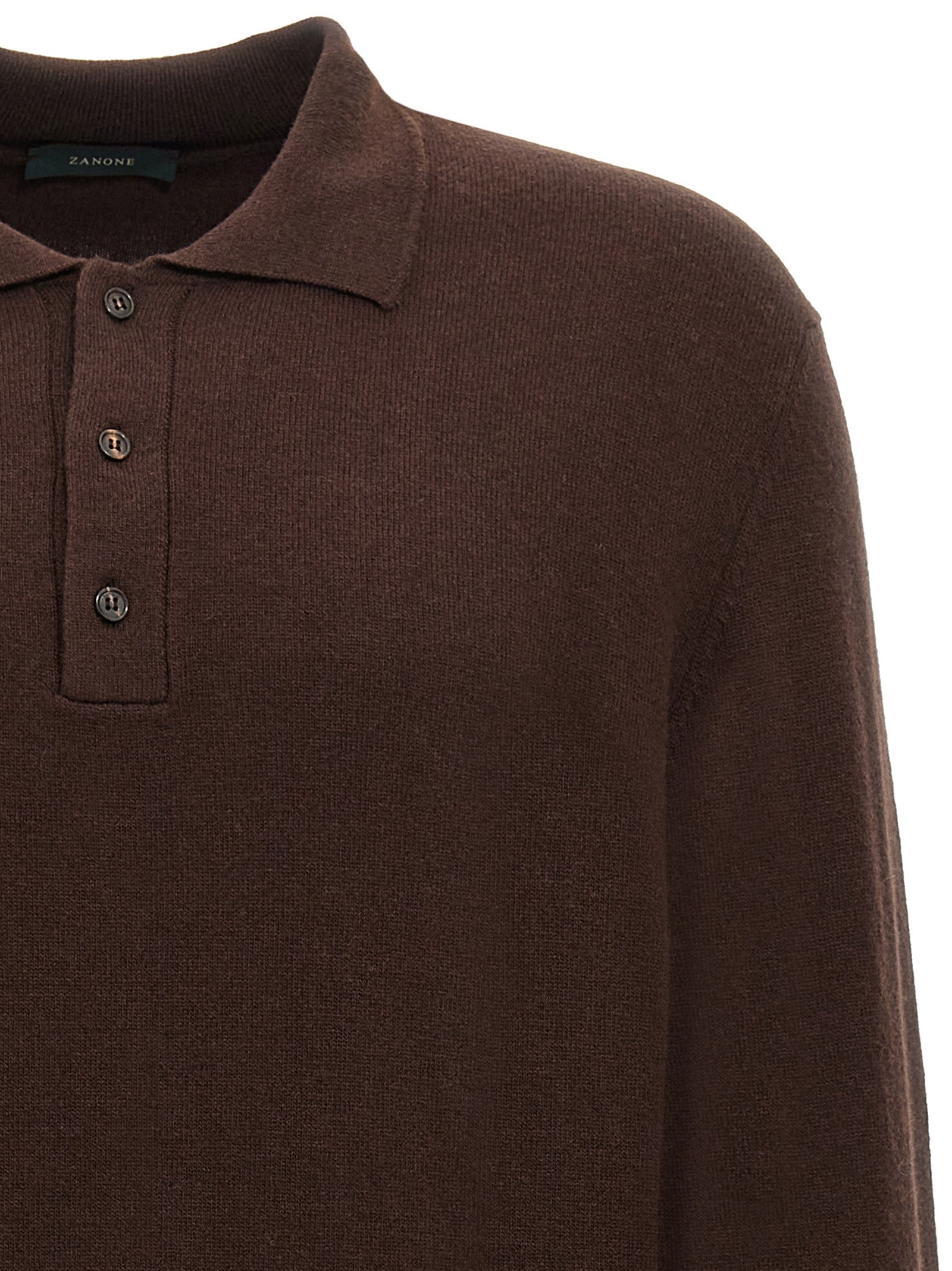ZANONE Brown Virgin Wool Polo Men's Shirt