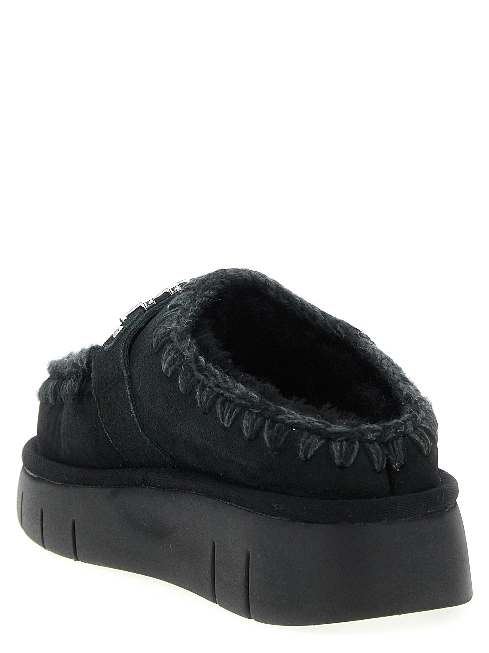 Mou Black Lamb Leather Women's Clogs