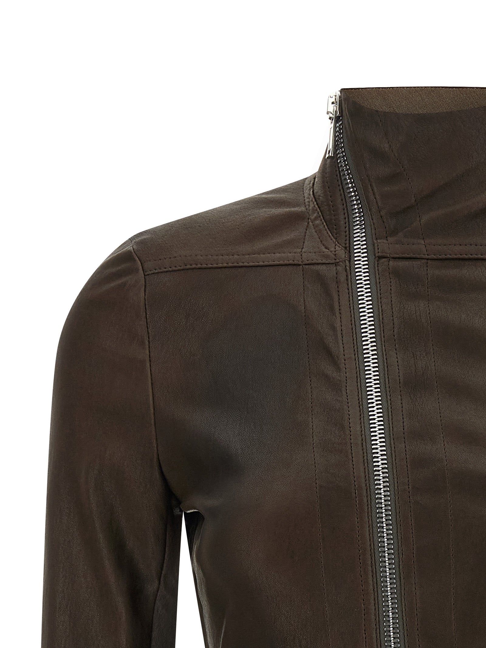 Rick Owens Brown Lamb Leather Leather Women's Jacket