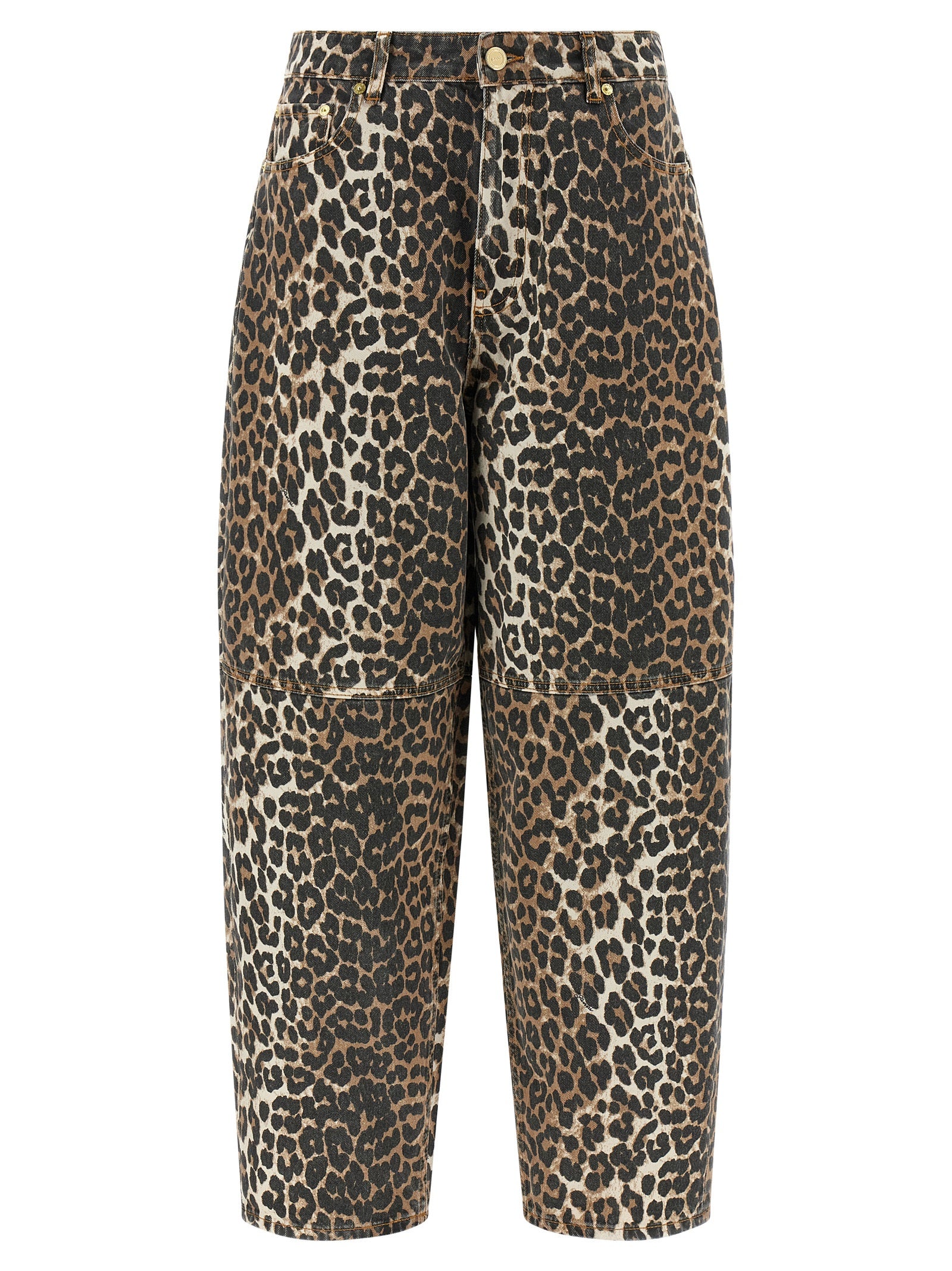 Ganni Brown Organic Cotton Cropped Women's Jeans