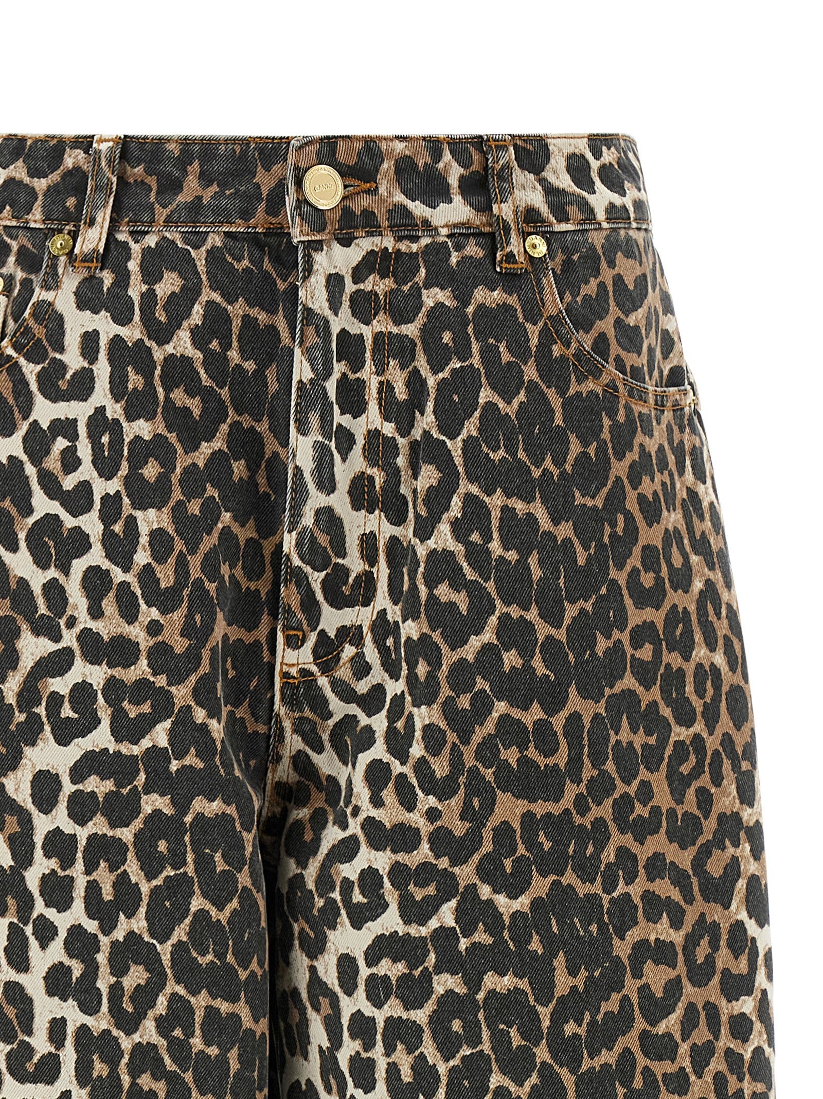 Ganni Brown Organic Cotton Cropped Women's Jeans
