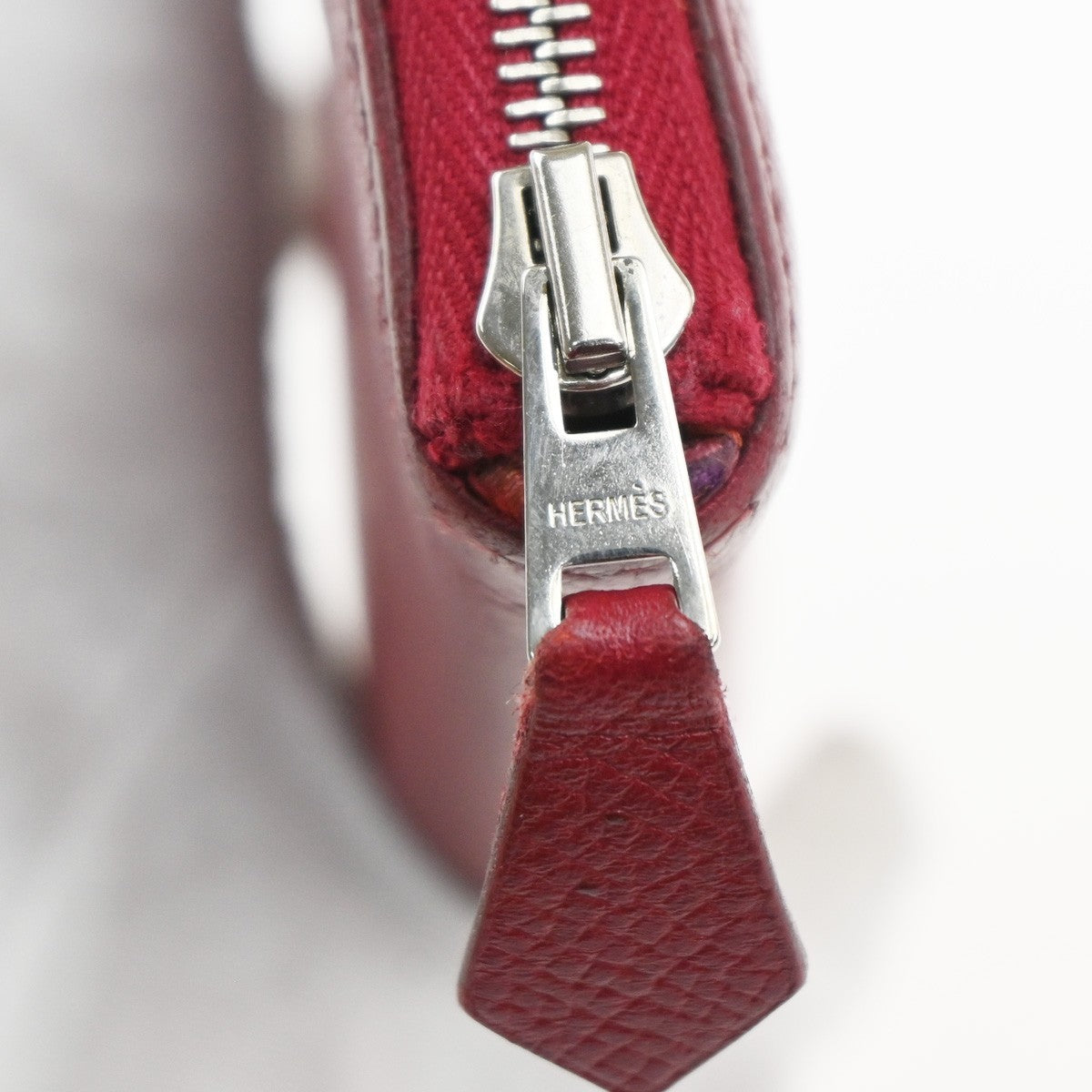 Hermes Azap Zip Around Epsom Red Leather Wallets Accessory (Pre-Owned)