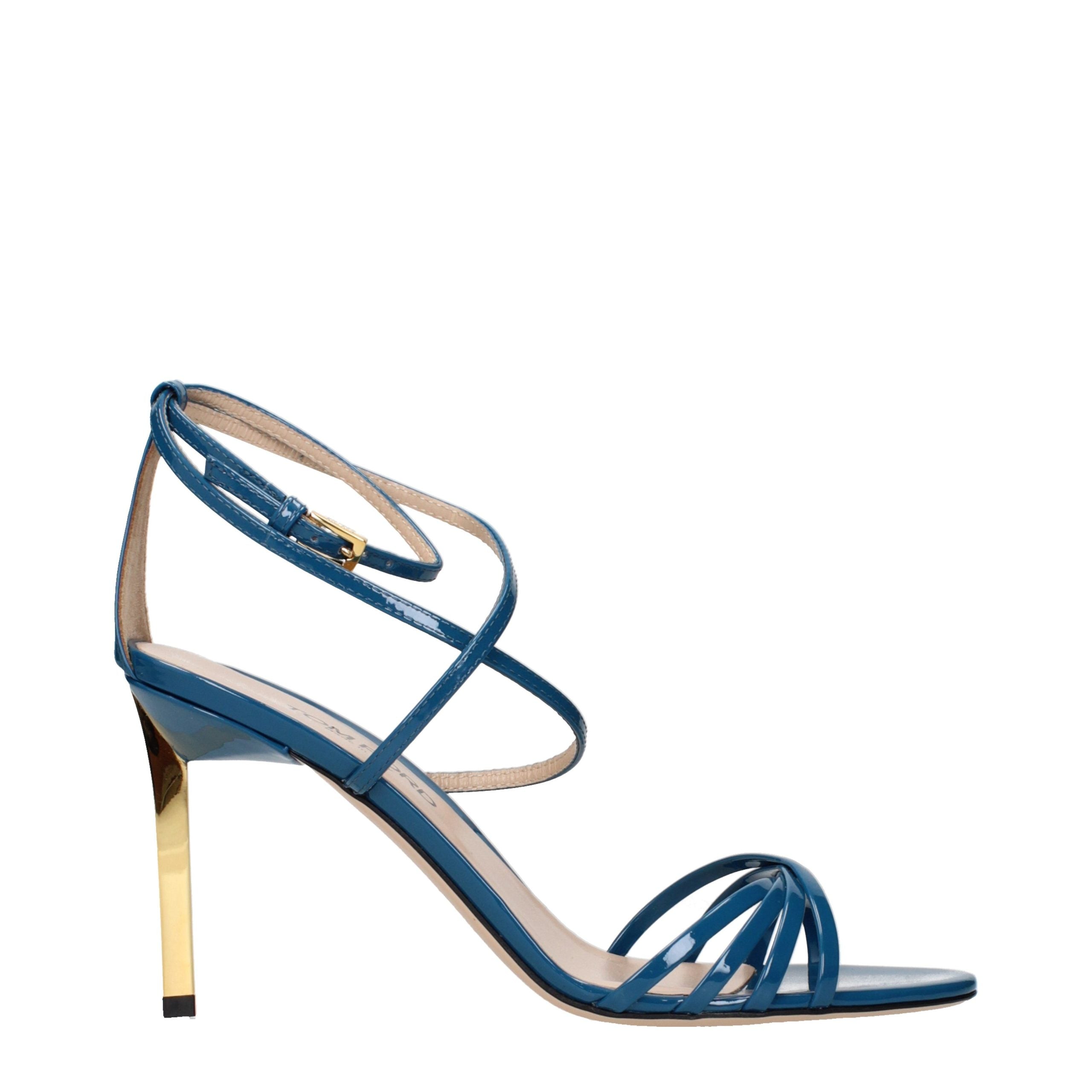 Tom Ford Blue Leather Stiletto Heel Women's Sandals