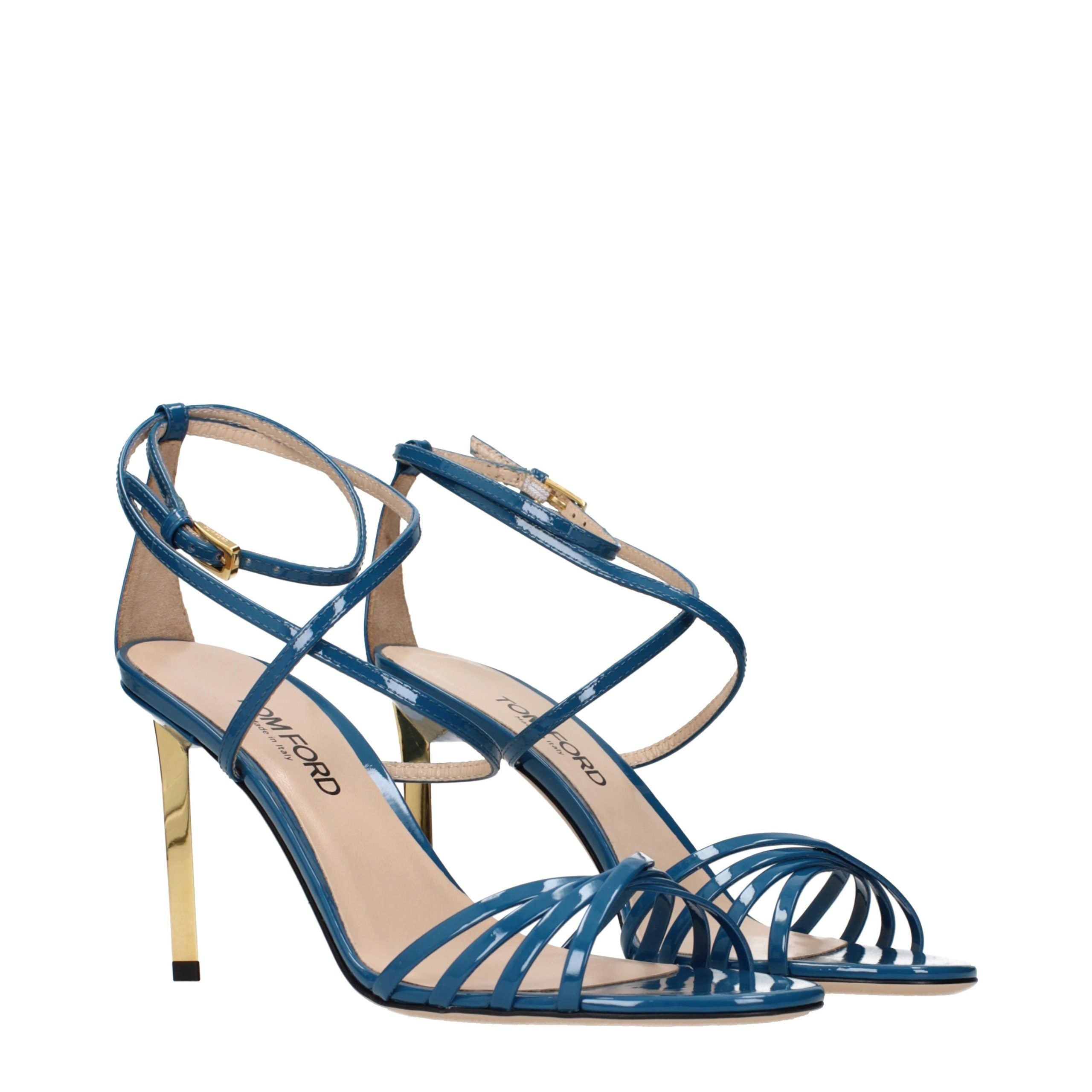 Tom Ford Blue Leather Stiletto Heel Women's Sandals