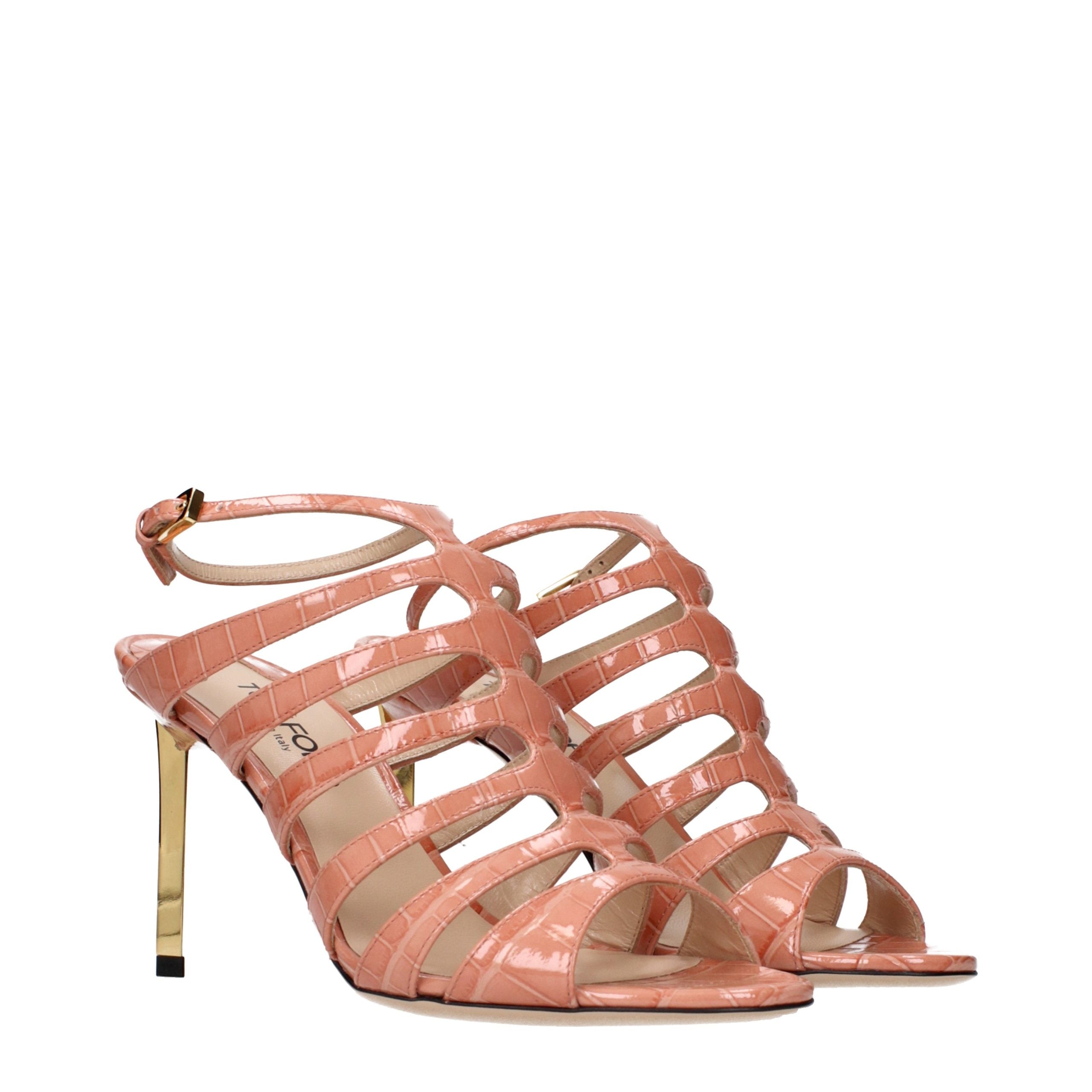 Tom Ford Pink Leather Stiletto Heel Women's Sandals