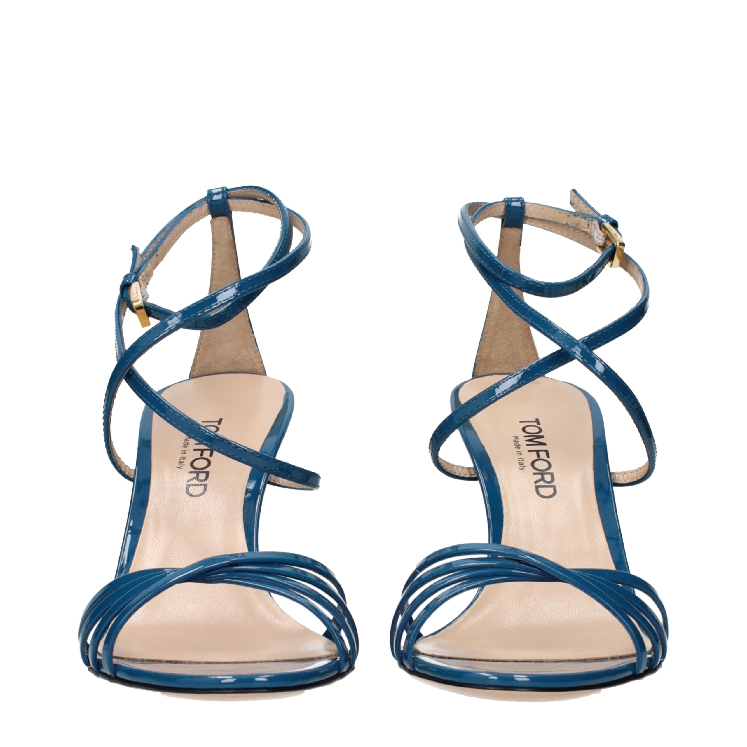 Tom Ford Blue Leather Stiletto Heel Women's Sandals