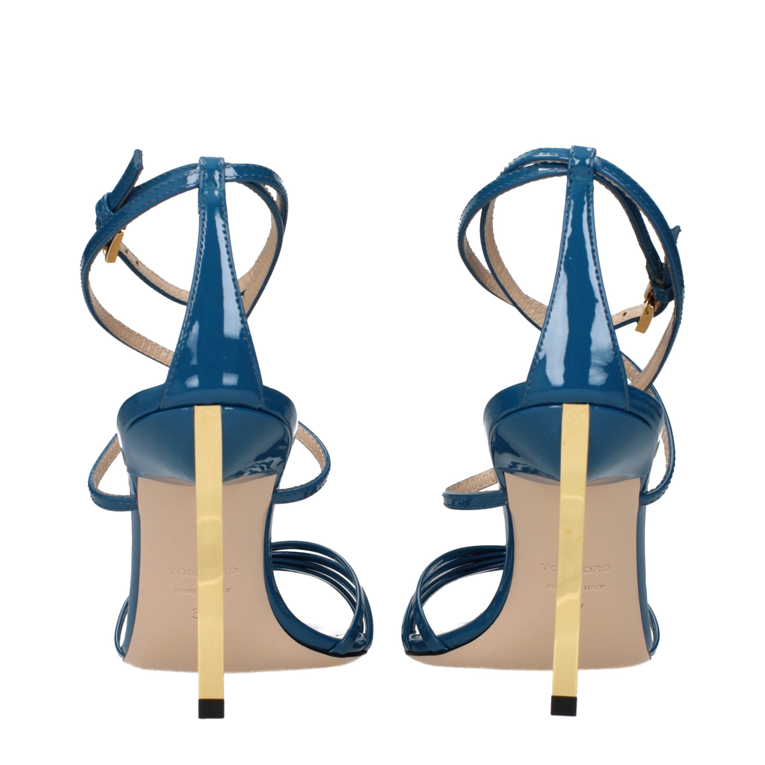 Tom Ford Blue Leather Stiletto Heel Women's Sandals
