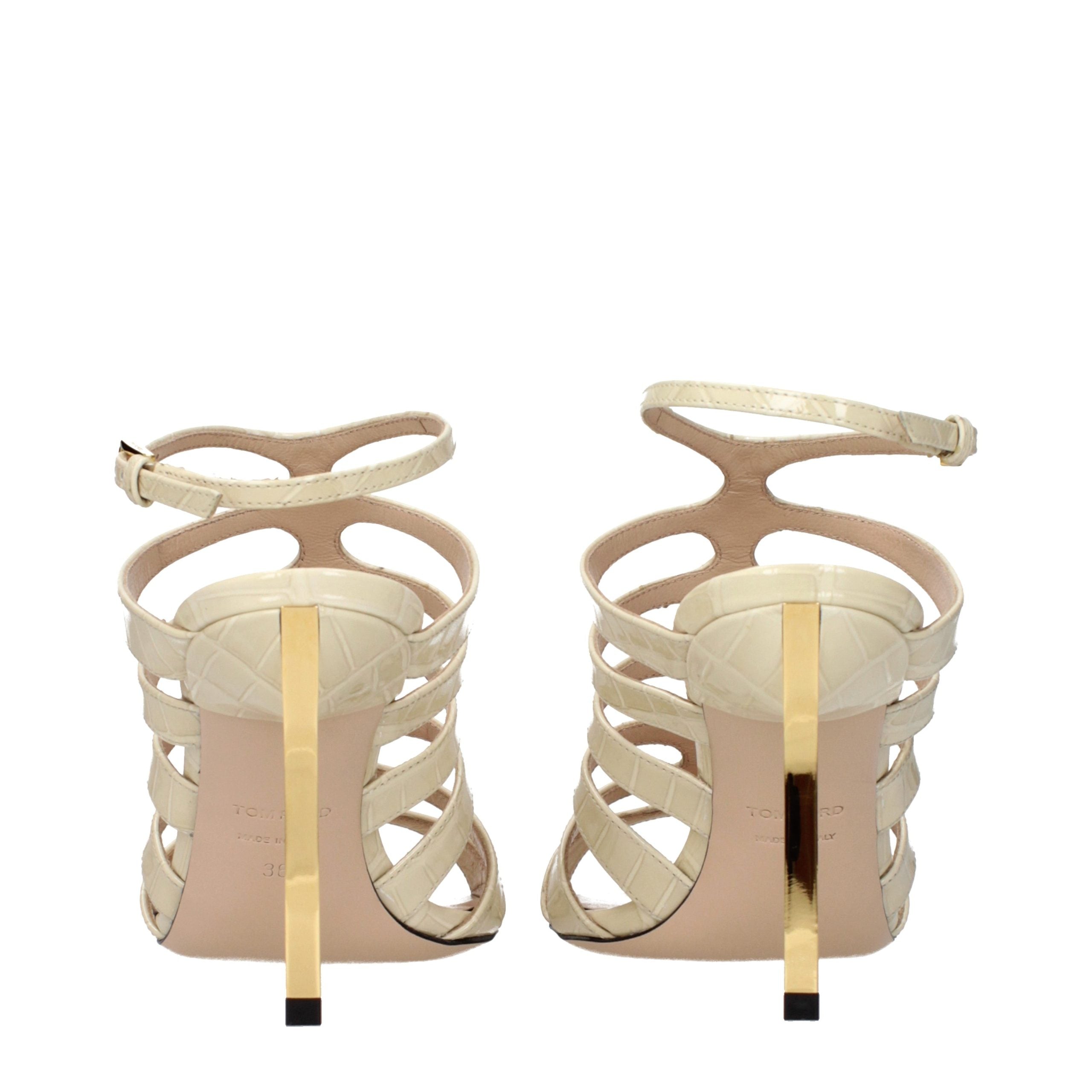 Tom Ford Beige Leather Stiletto Heel Women's Sandals