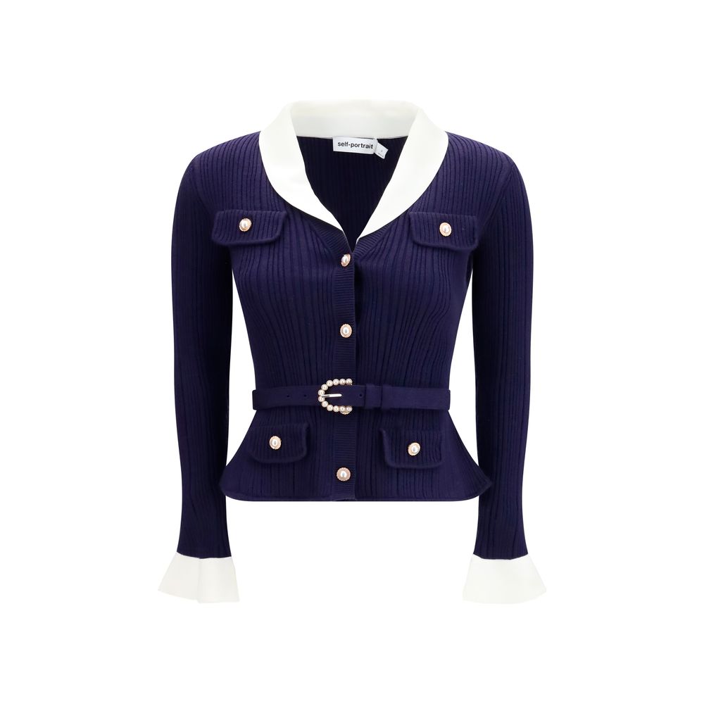 Self-Portrait Blue Polyamide Women's Cardigan
