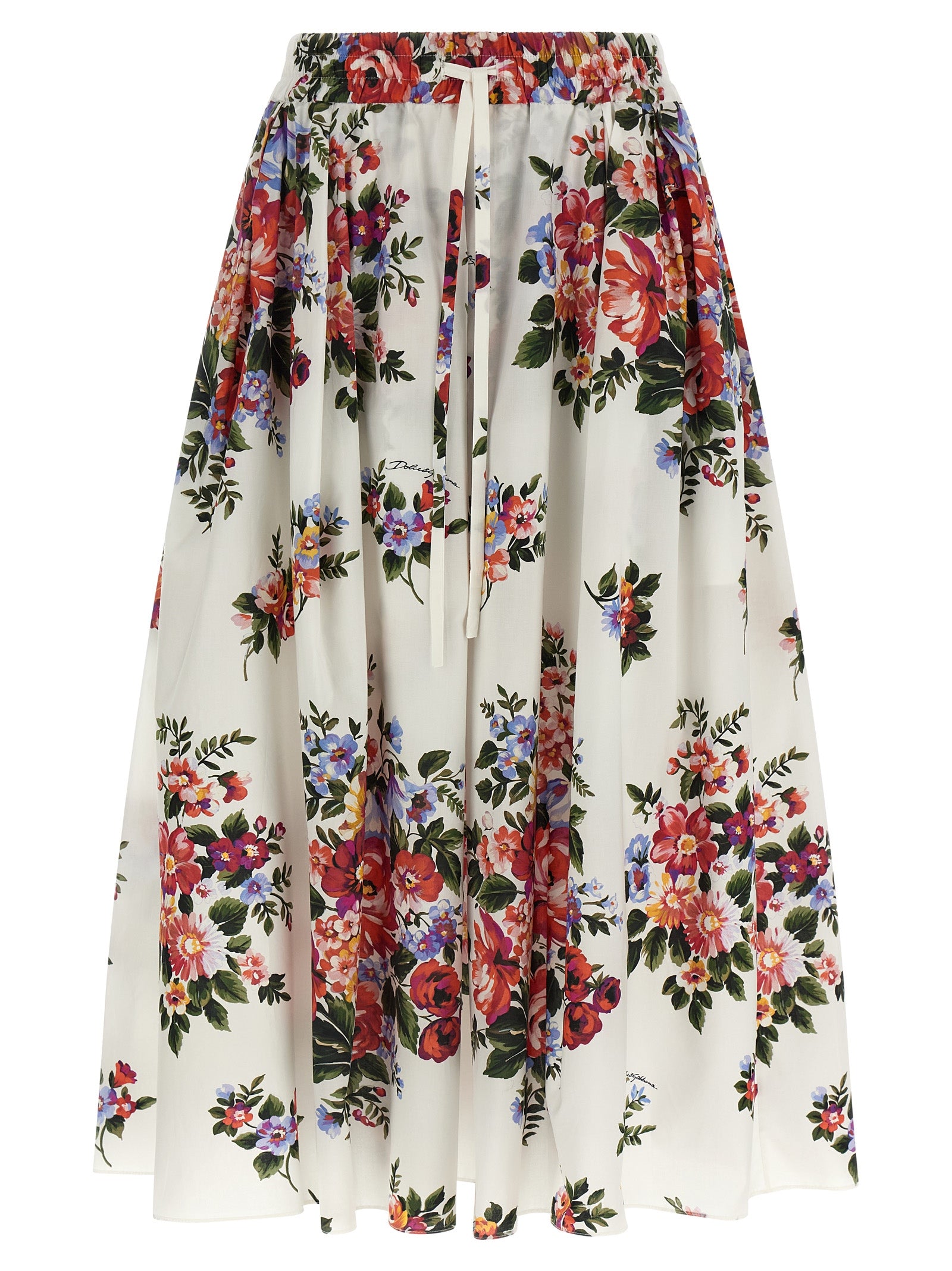 Dolce & Gabbana White Cotton Midi Women's Skirt