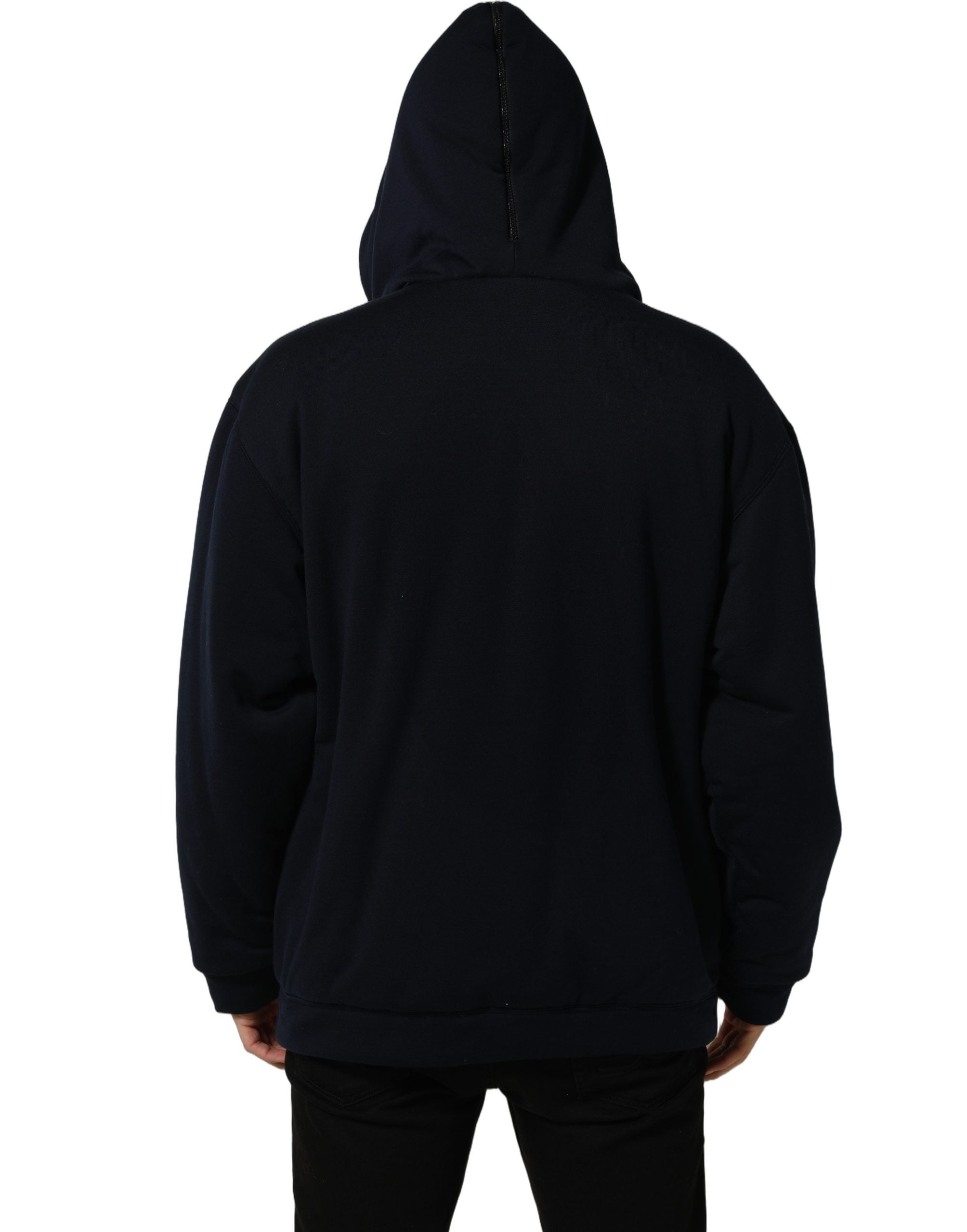 Dolce & Gabbana Black Cotton Full Zip Hooded Bomber Men's Jacket