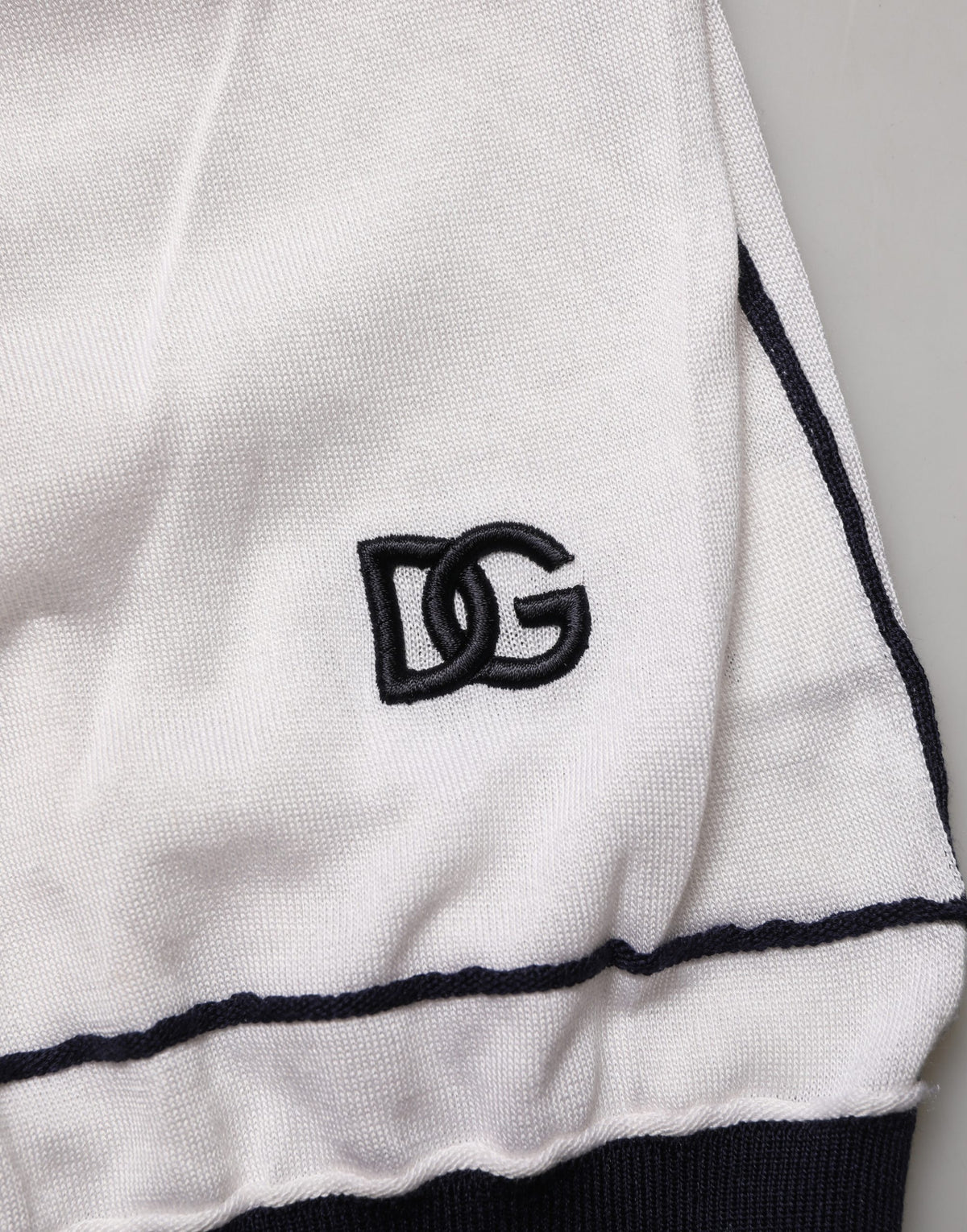 Dolce & Gabbana White Silk Collared Henley Pullover Men's Sweater (Pre-Owned)