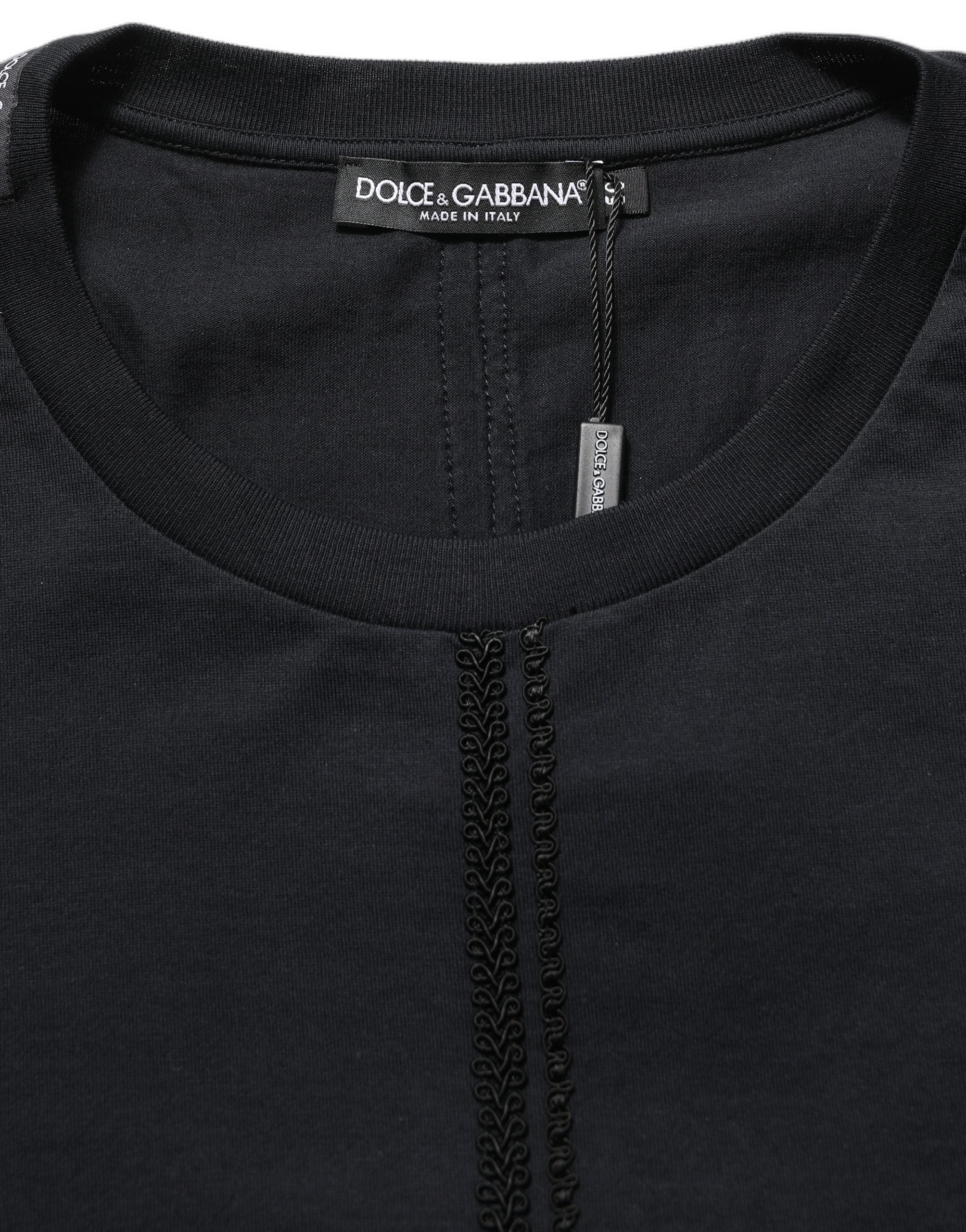 Dolce & Gabbana Dark Blue Cotton Round Neck Pullover Men's Sweater