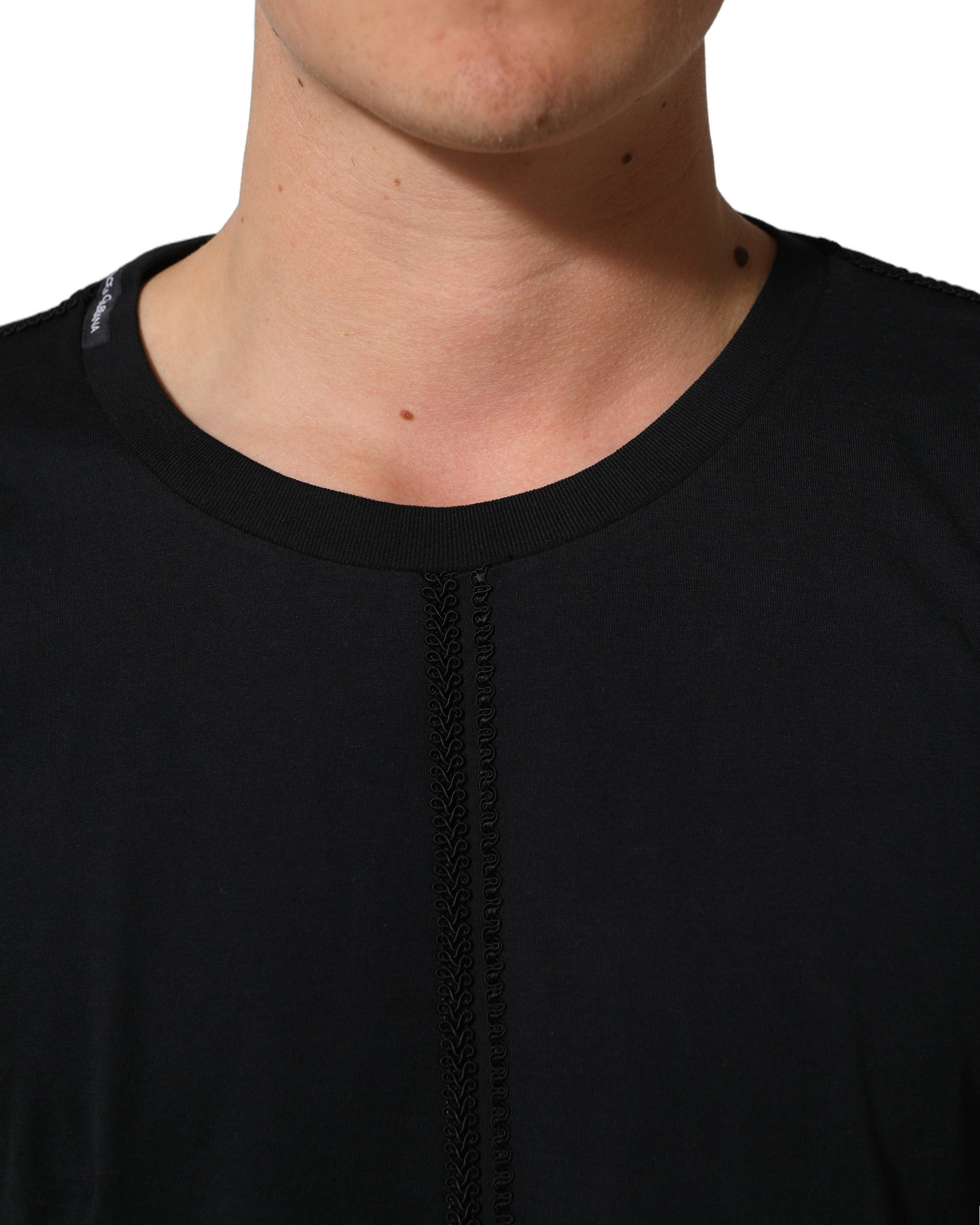 Dolce & Gabbana Dark Blue Cotton Round Neck Pullover Men's Sweater