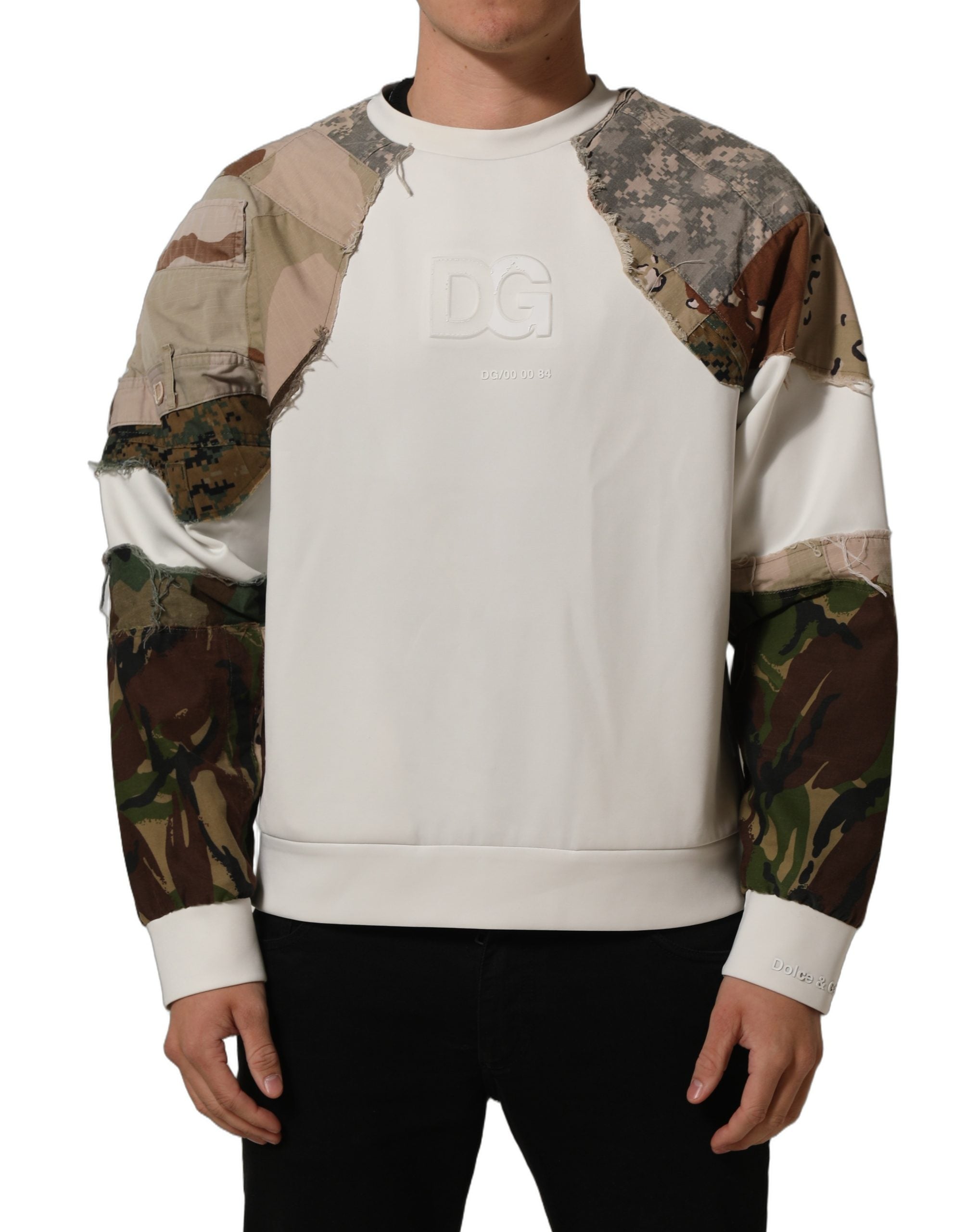 Dolce & Gabbana Multicolor Camo Patchwork Sweatshirt Men's Sweater (Pre-Owned)