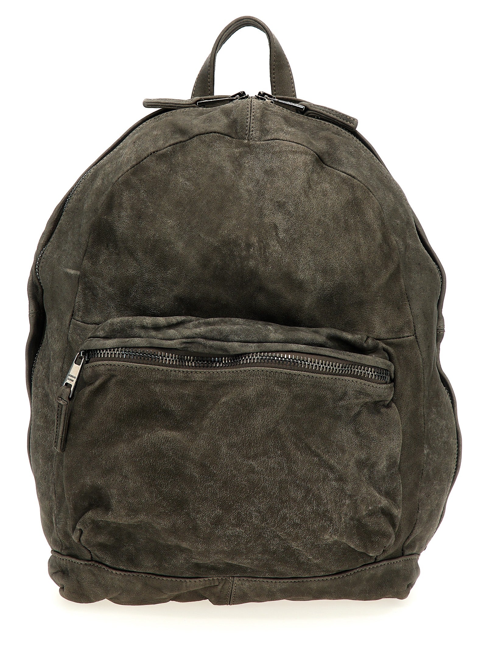 GIORGIO BRATO Gray Lamb Leather Men's Backpack