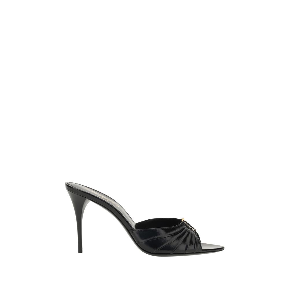 Saint Laurent Black Lamb Ovis Aries Aries Stiletto Heel Women's Sandals