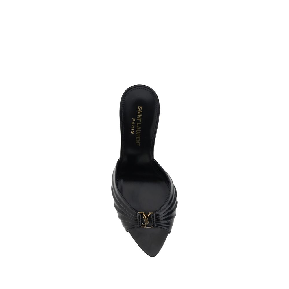 Saint Laurent Black Lamb Ovis Aries Aries Stiletto Heel Women's Sandals