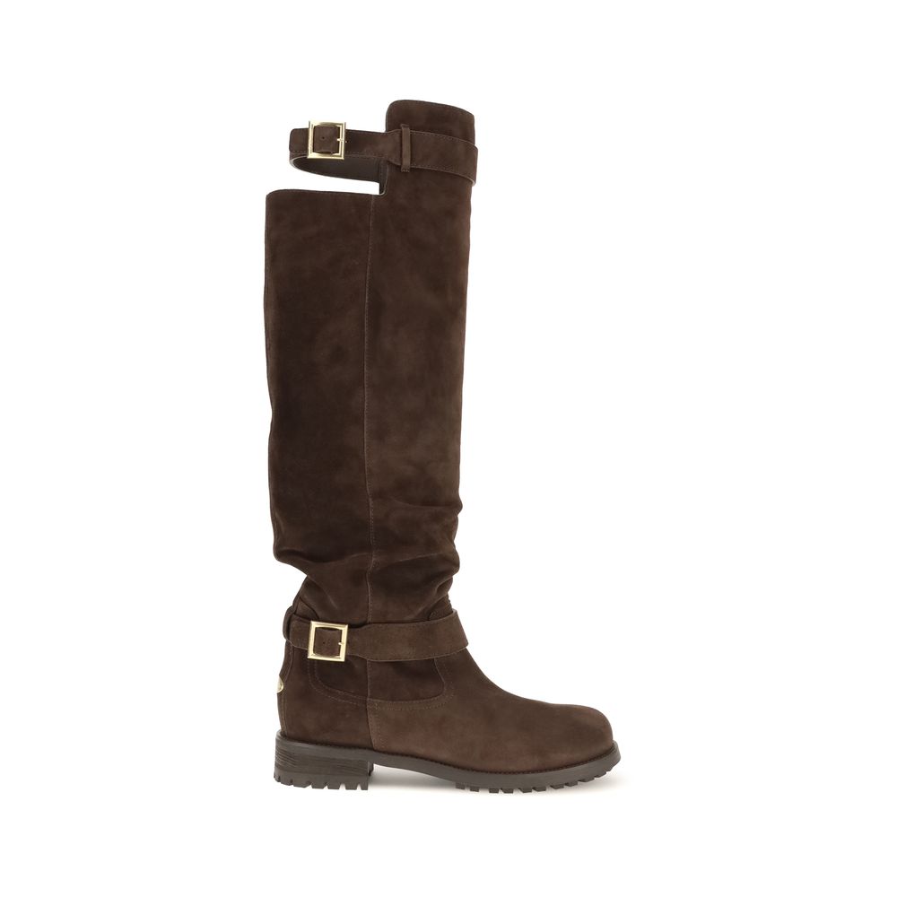 Jimmy Choo Brown Calf Leather Bos Taurus Lace-Up Women's Boots