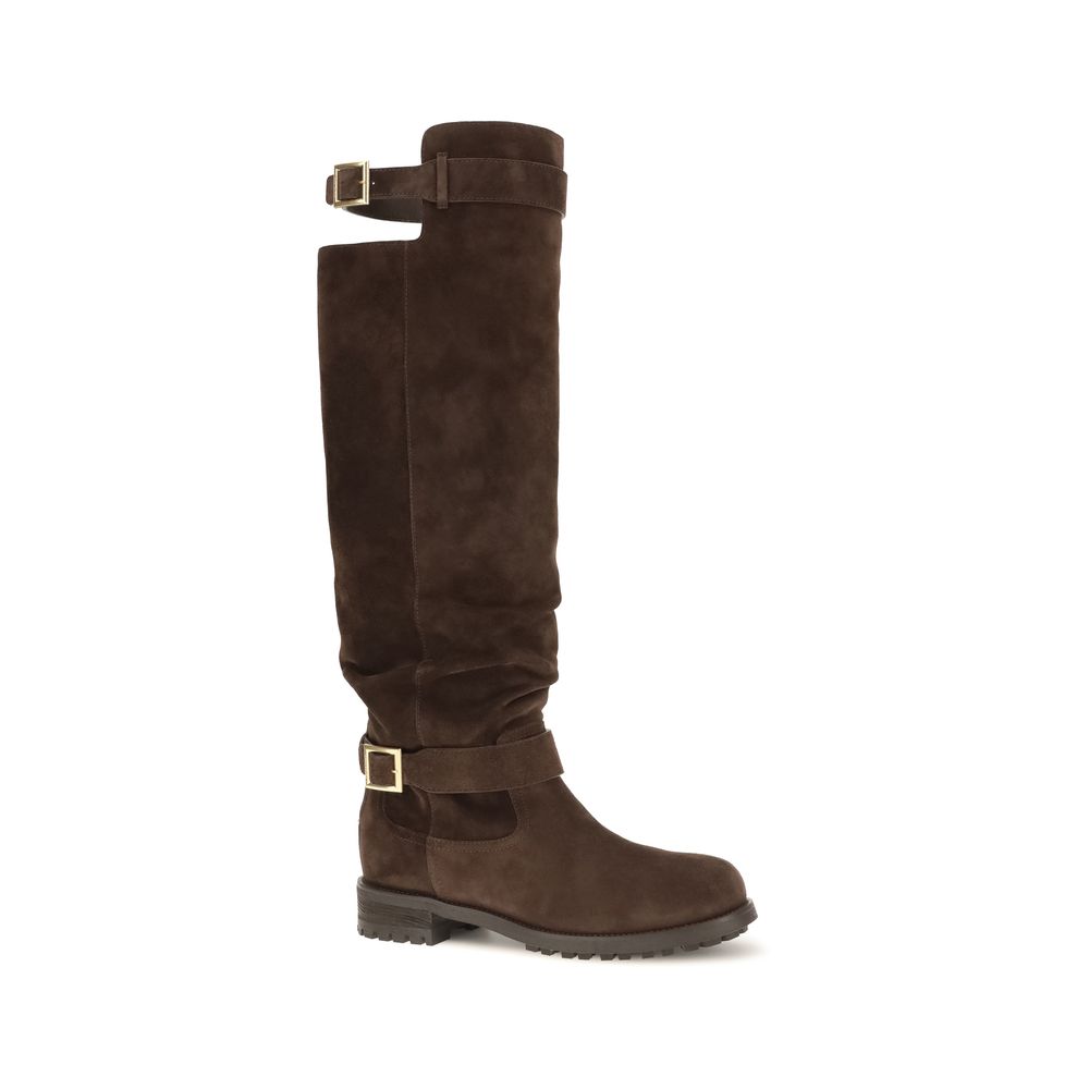 Jimmy Choo Brown Calf Leather Bos Taurus Lace-Up Women's Boots