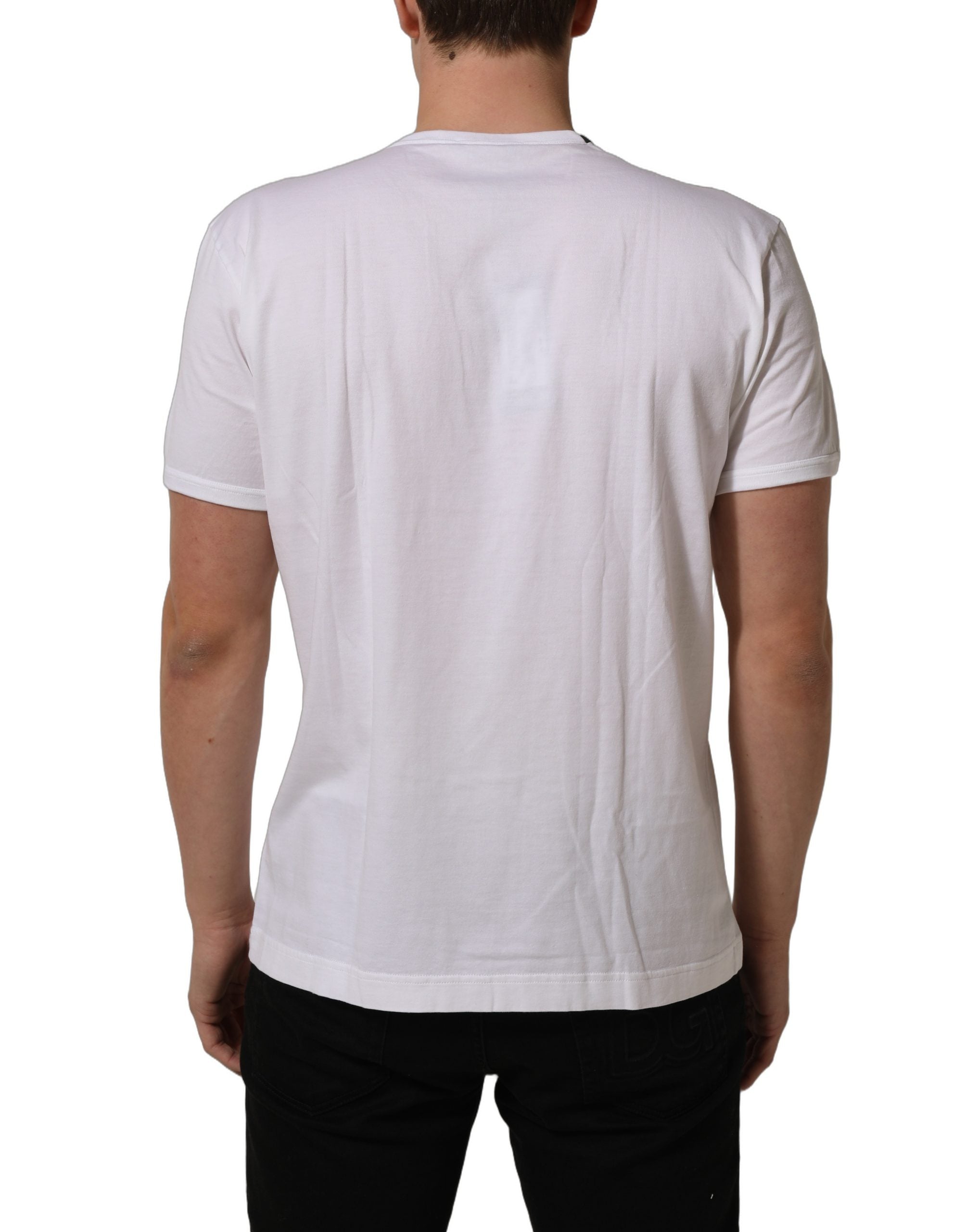Dolce & Gabbana White Cotton Short Sleeves CrewNeck Men's T-shirt