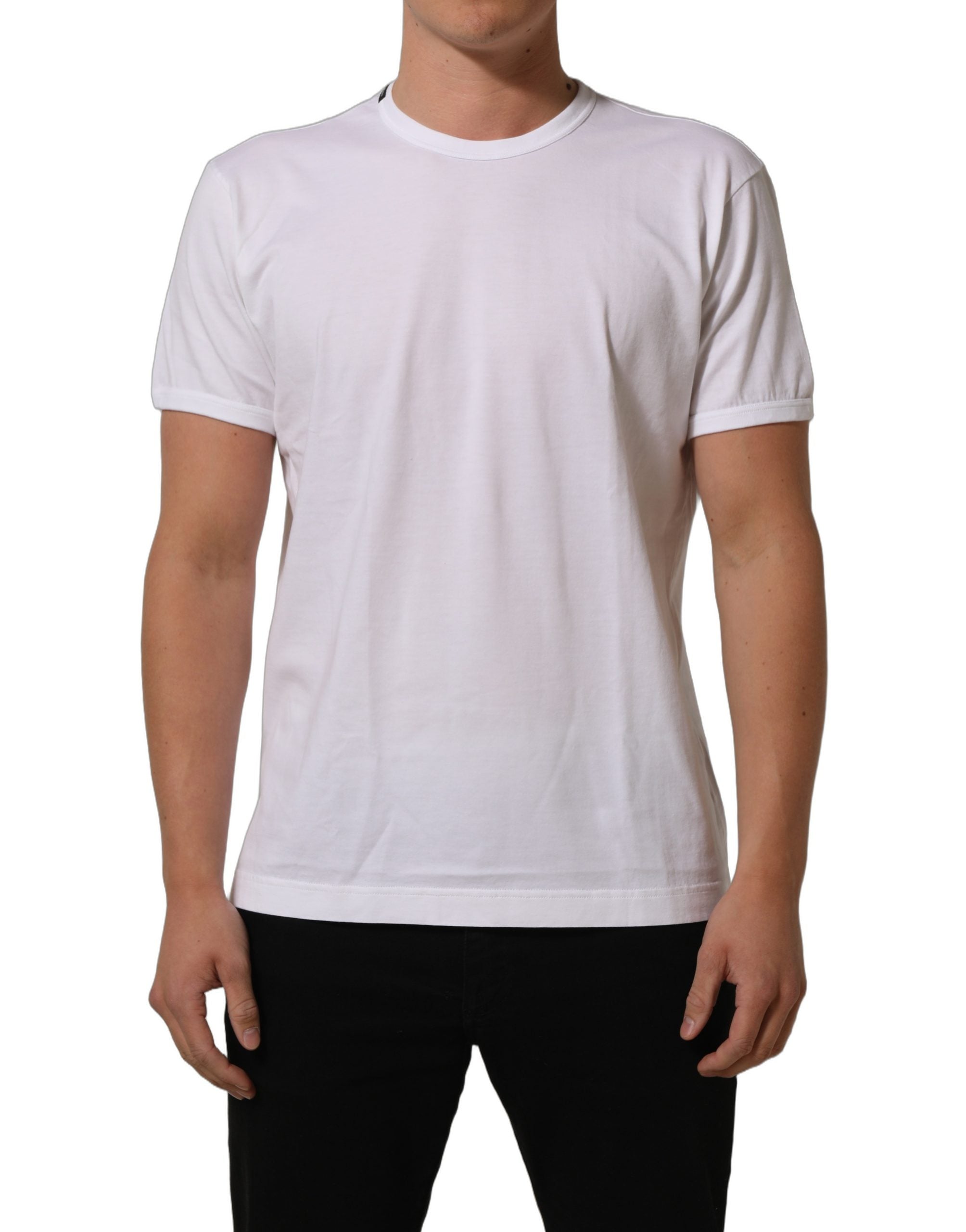 Dolce & Gabbana White Cotton Short Sleeves CrewNeck Men's T-shirt