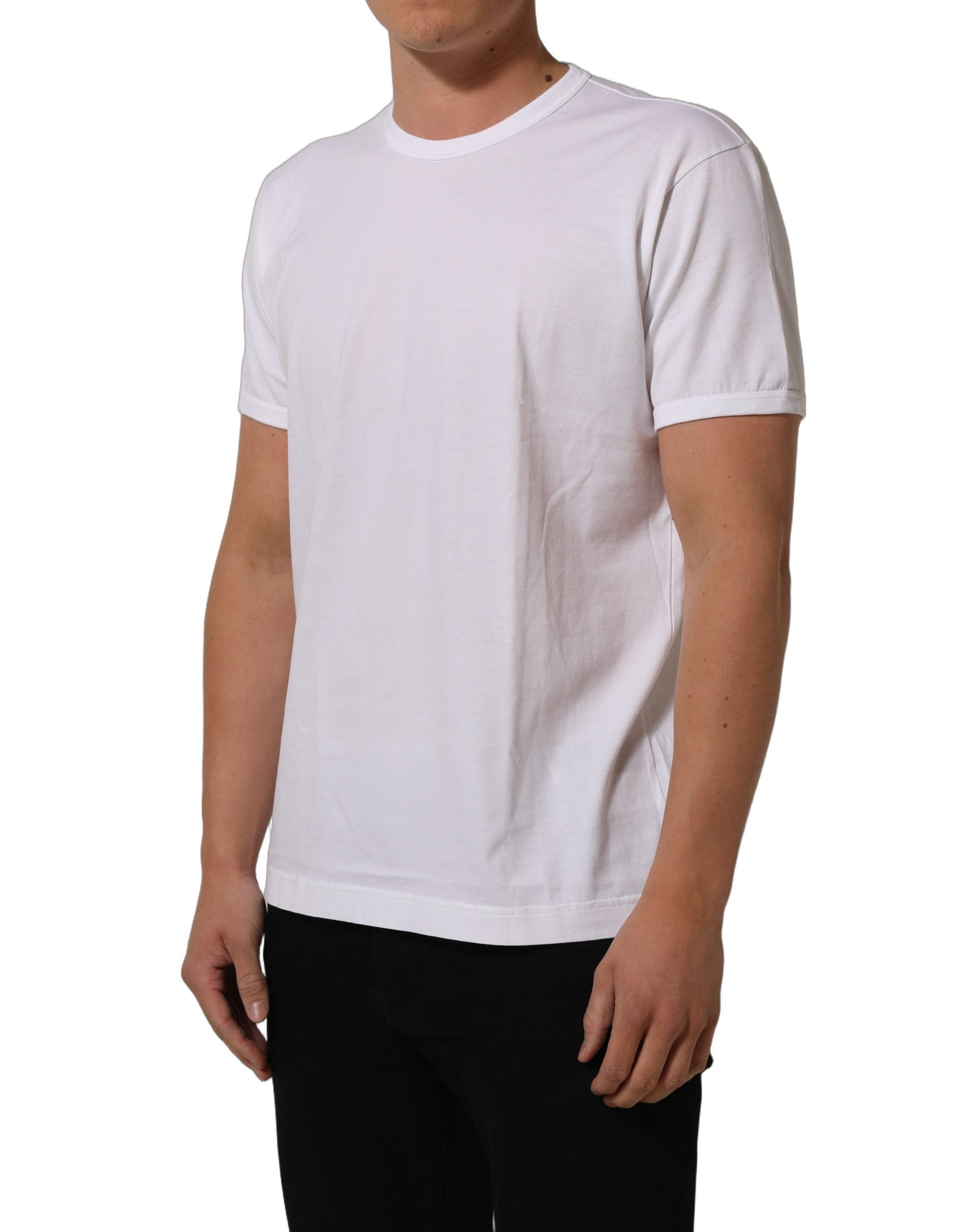 Dolce & Gabbana White Cotton Short Sleeves CrewNeck Men's T-shirt