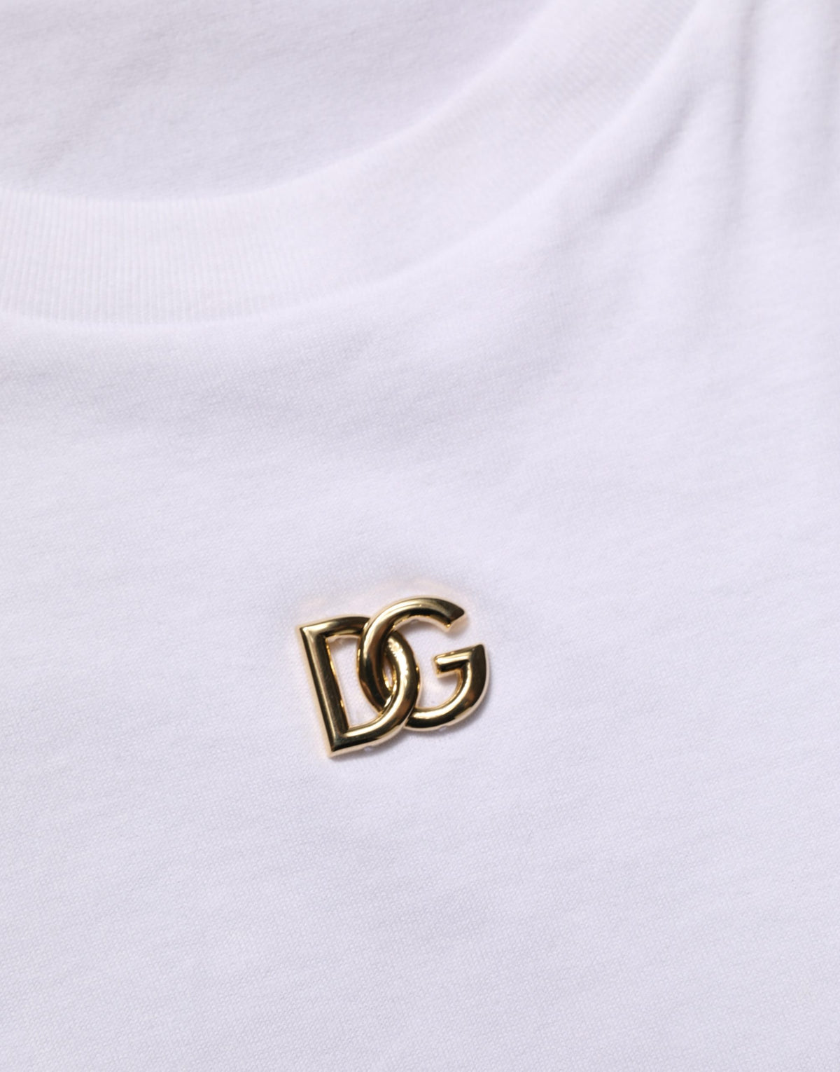 Dolce & Gabbana White Metal DG Logo Short Sleeves Men's T-shirt