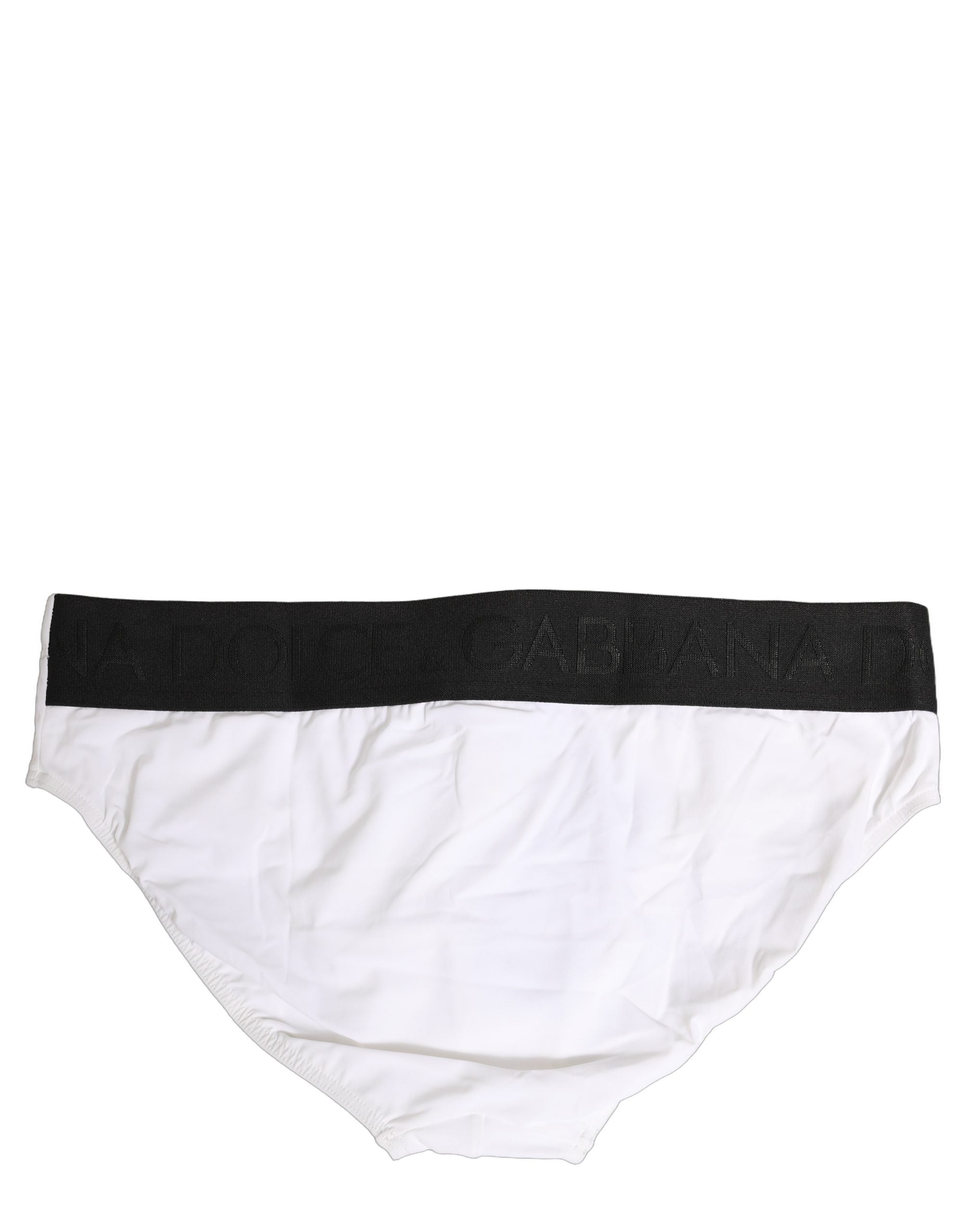 Dolce & Gabbana White Stretch Drawstring Swim Brief Men's Swimwear