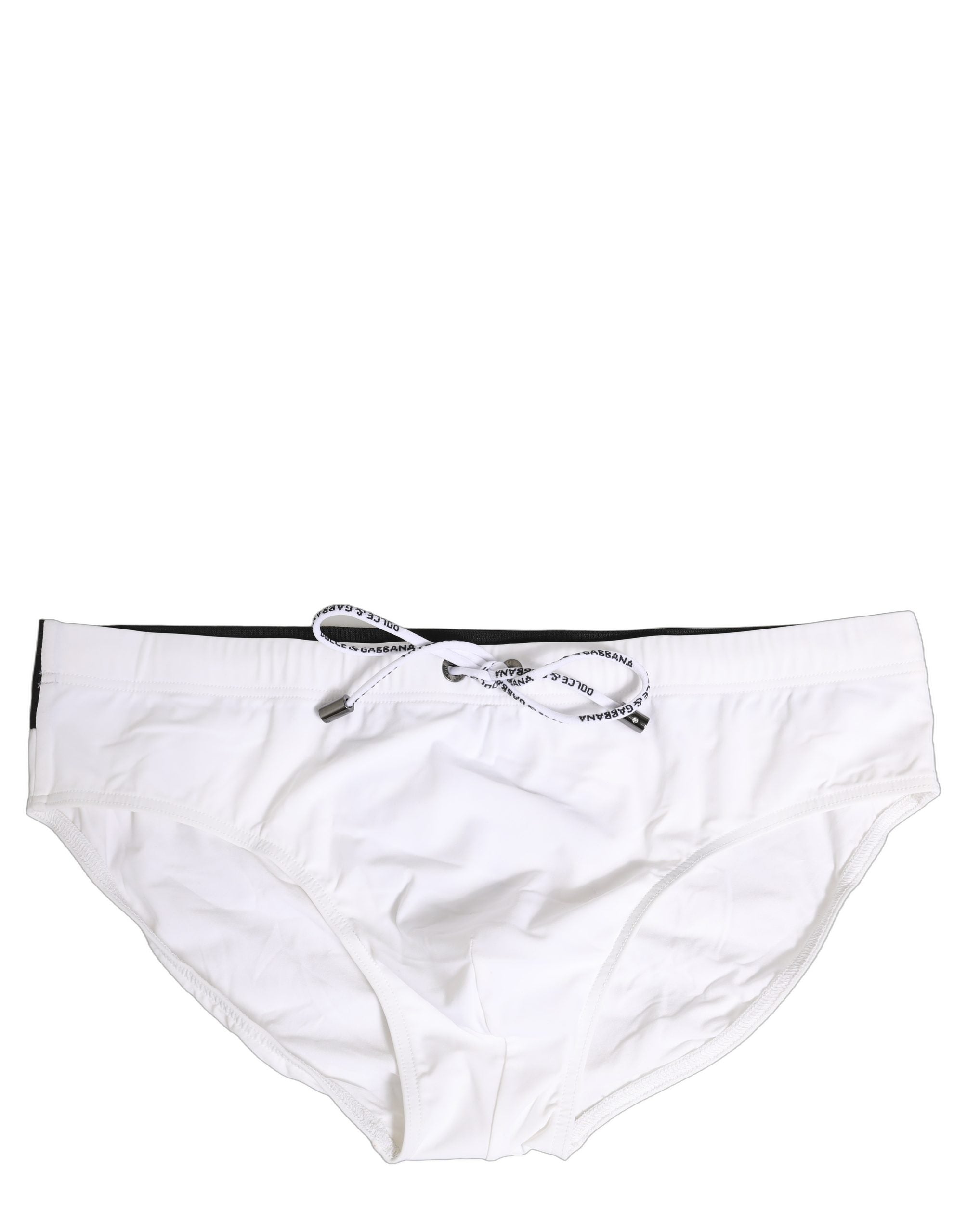Dolce & Gabbana White Stretch Drawstring Swim Brief Men's Swimwear