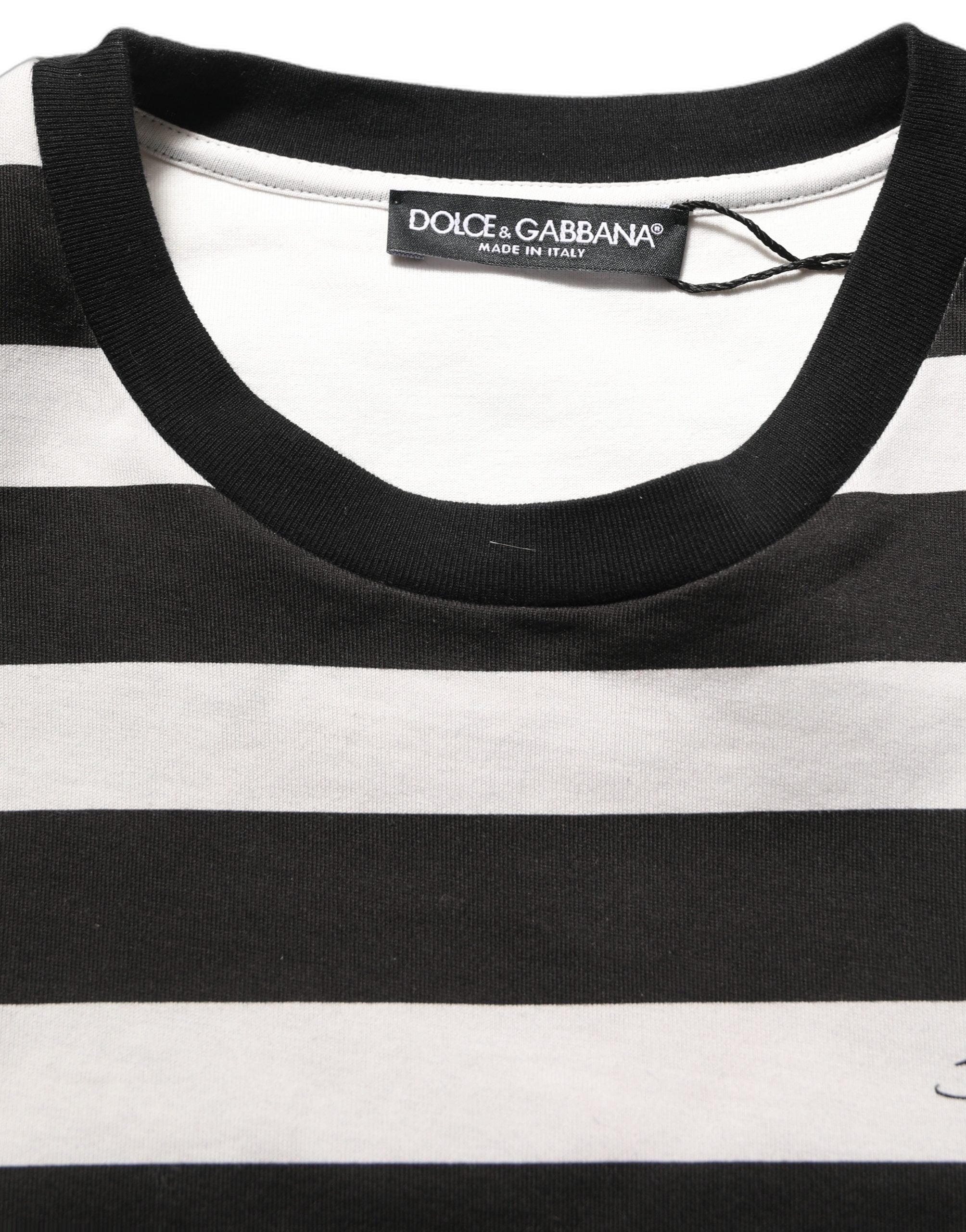 Dolce & Gabbana Black White Stripes Cotton Sleeveless Men's T-shirt