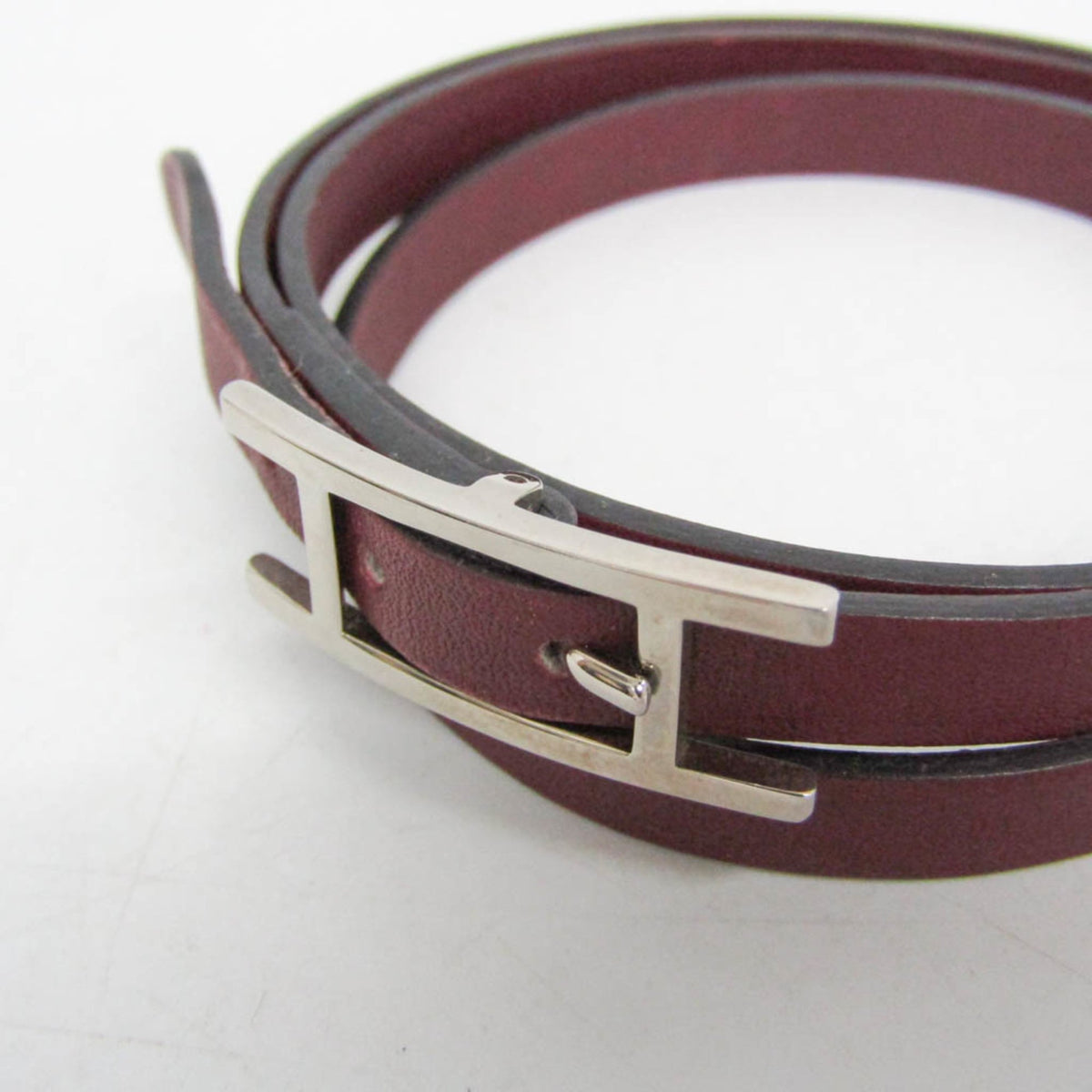 Hermes Hapi 3 Leather Burgundy Leather Bracelet Jewelry (Pre-Owned)